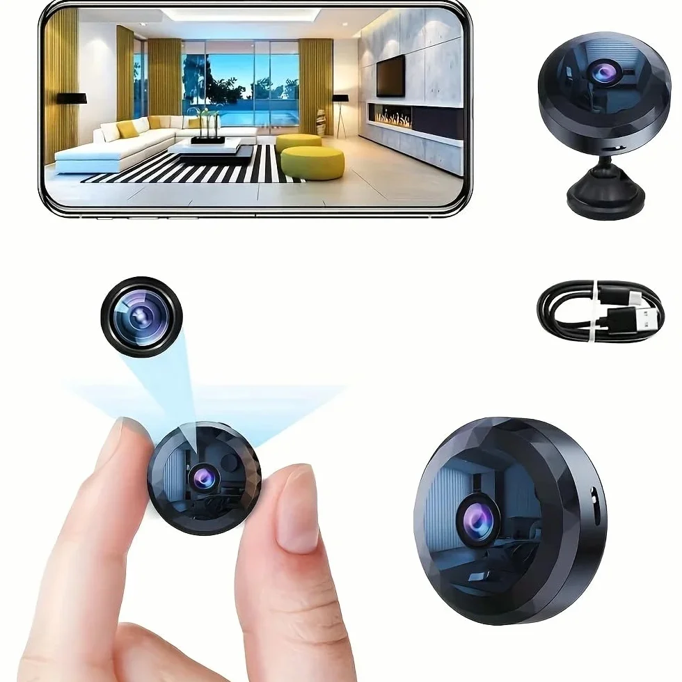 Mini kamera bezpieczeństwa WiFi 1080p HD bezprzewodowy nadzór wewnętrzny z noktowizorem wykrywanie ruchu sterowanie aplikacją mobilną czarna