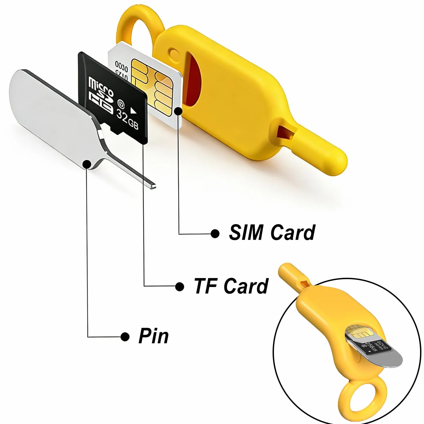 Adapter karty SIM 2 sztuki, Pop-Up Pin, uniwersalny, kompatybilny z telefonami i tabletami