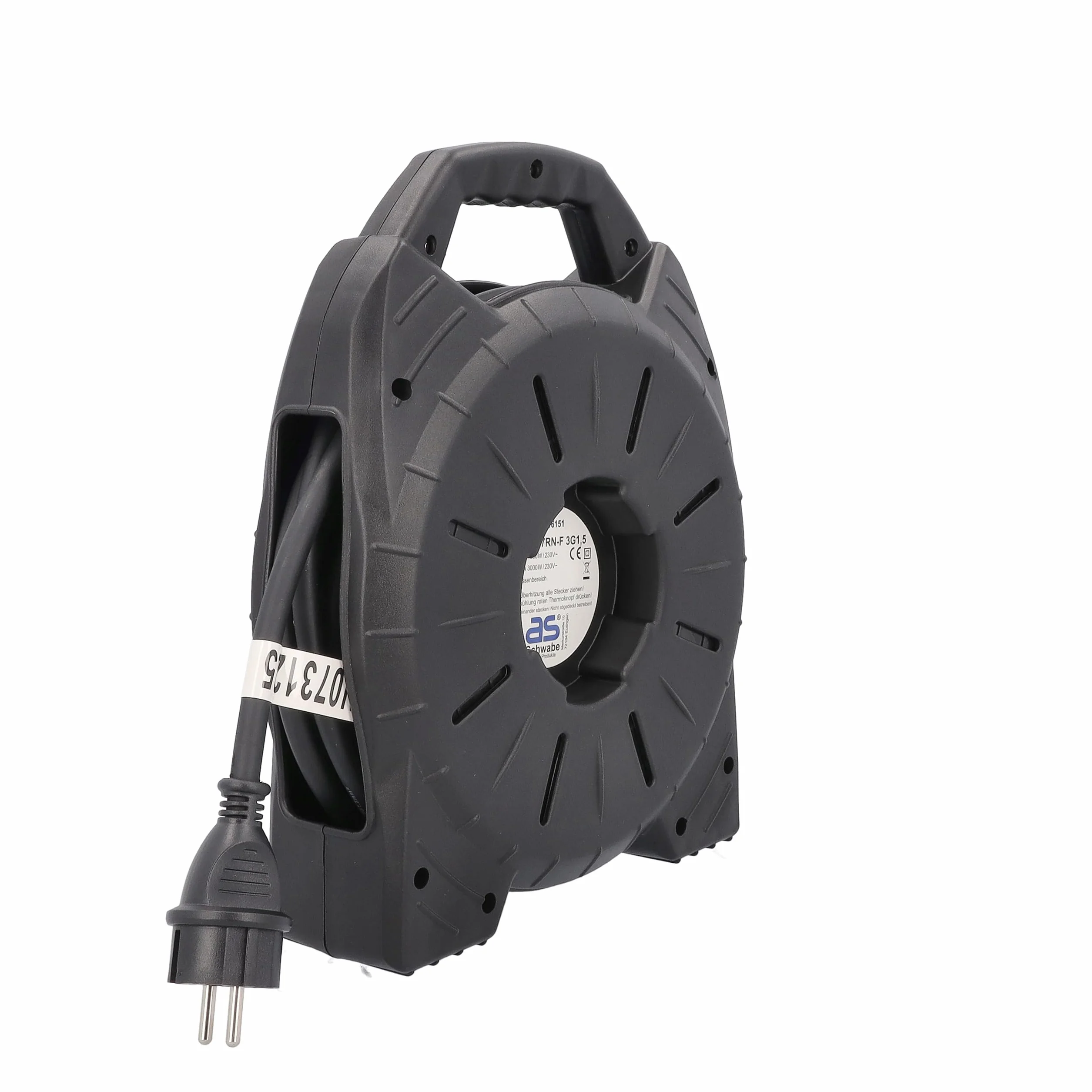 as - Schwabe Kabelbox für den Außenbereich 15m mit Schutzkontaktstecker , 4x Schutzkontaktsteckdosen mit erhöhtem Berührungsschutz und Klappdeckeln 230V, 16A, max.3500W, H07RN-F 3G1,5, IP44, 16151