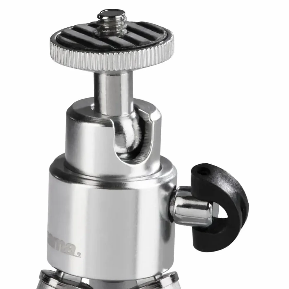 Hama Ball L Mini Statyw Tripod Metalowy z Głowicą 3D, Wysokość 21 cm, Błyszczący Chrom