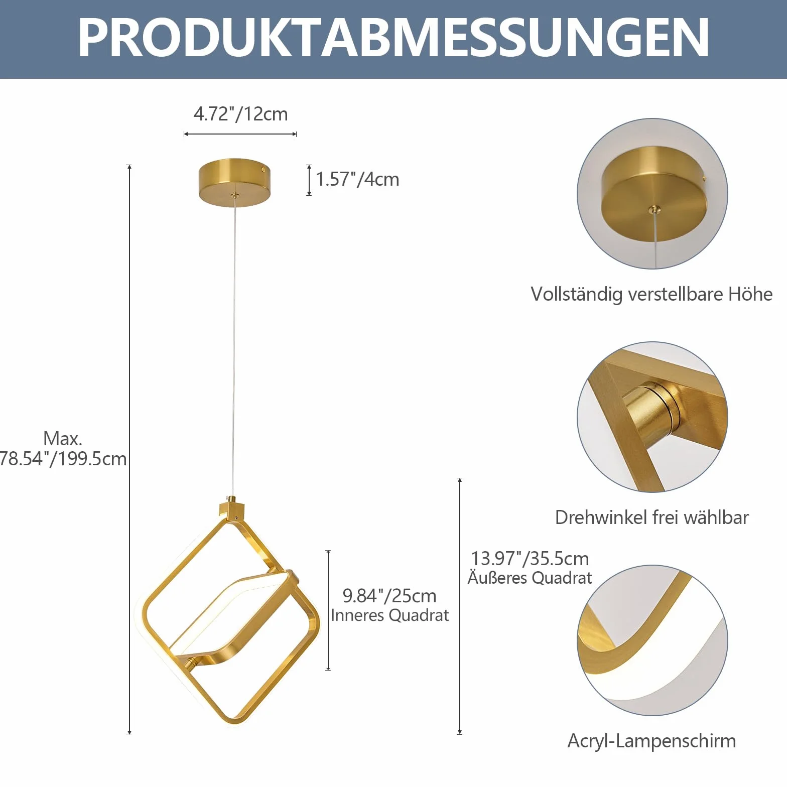 Nowoczesna lampa wisząca LED, złoty pierścień, żyrandol z regulacją wysokości, pasuje do kuchni, wyspy, sypialni, salonu, foyer (prostokątny, 2 pierścienie)