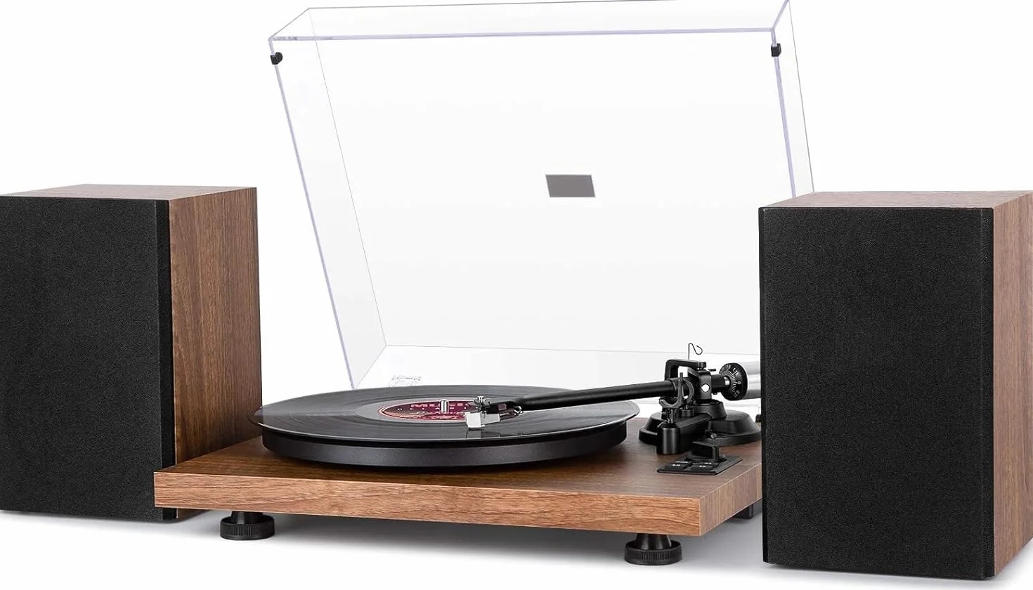 1 BY ONE Gramofon Bluetooth HiFi System MM 33/45 obr./min z USB, Napęd paskowy, Automatyczne zatrzymanie