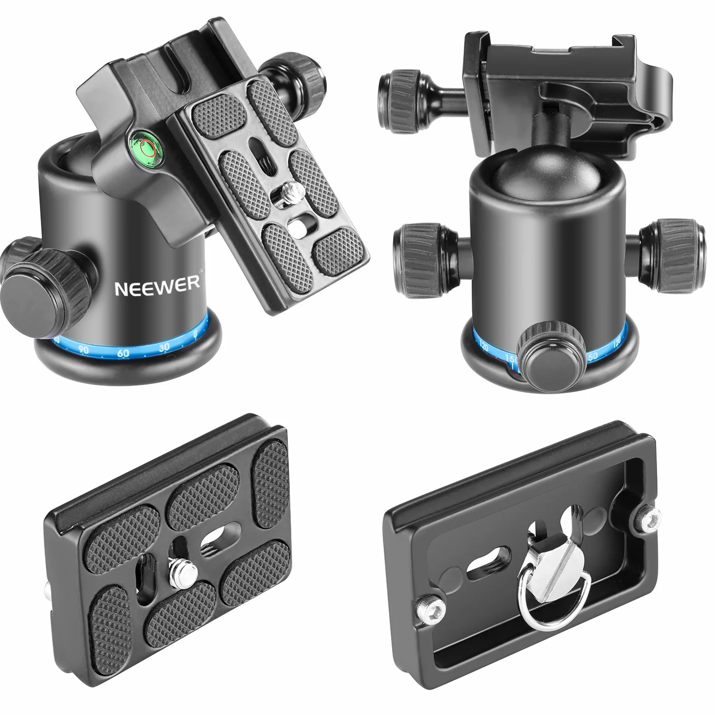 Neewer Głowica kulowa statywu 36 mm 360° panoramiczna metalowa płytka szybkozłączka Arca 1/4" gwint 3/8" do 8 kg