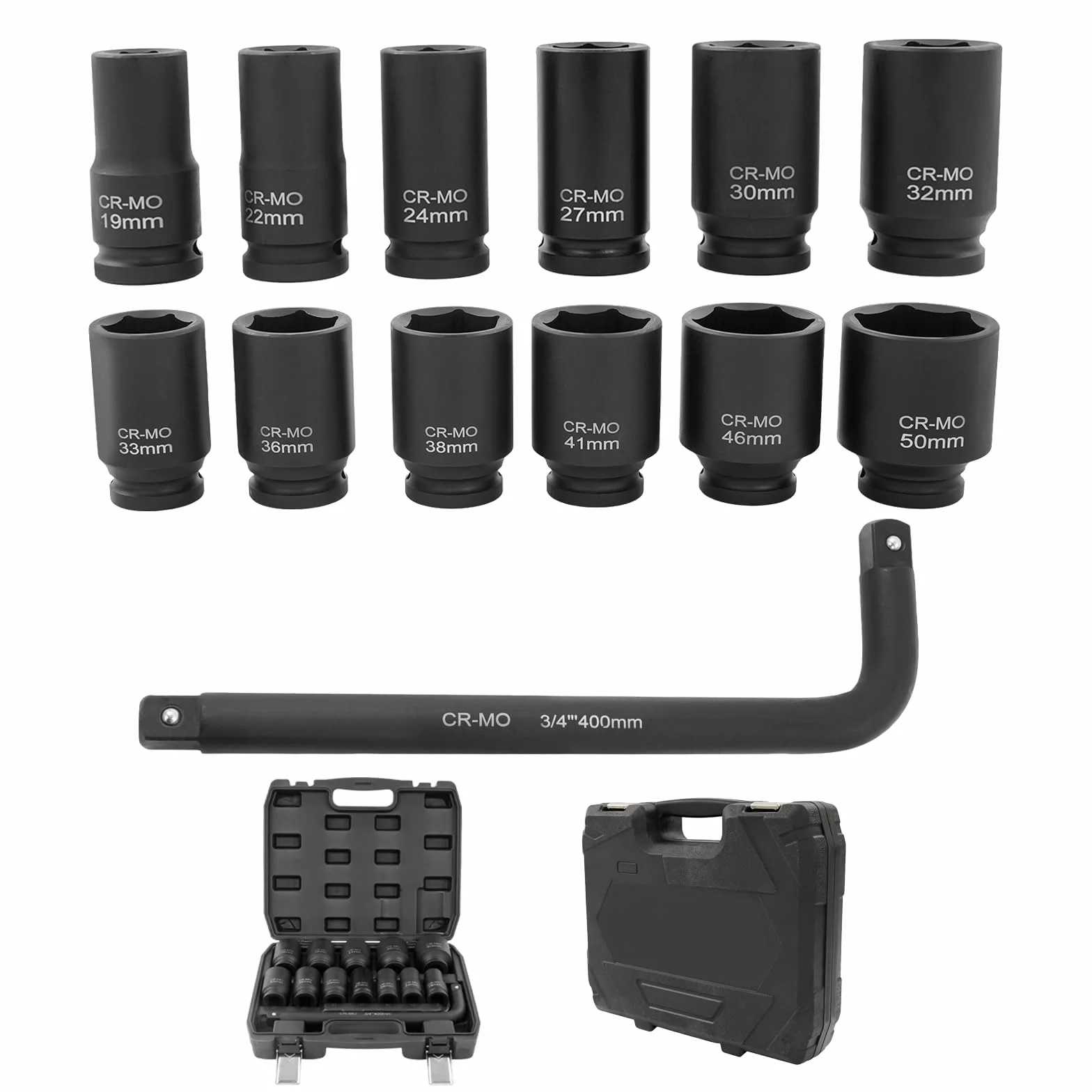 Zestaw kluczy nasadowych 3/4 cala, 13 sztuk, nakrętki do wkrętarki udarowej, zestaw końcówek napędowych 19-50 mm, zestaw nakrętek udarowych, do warsztatów samochodowych