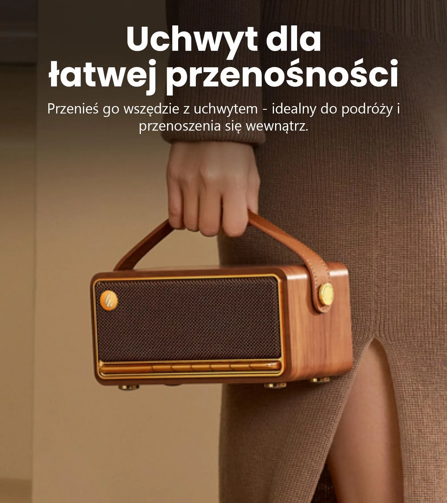 Edifier MP330 Przenośny głośnik Bluetooth 40 W RMS Hi-Res Stereo 360° 19 h Brązowy