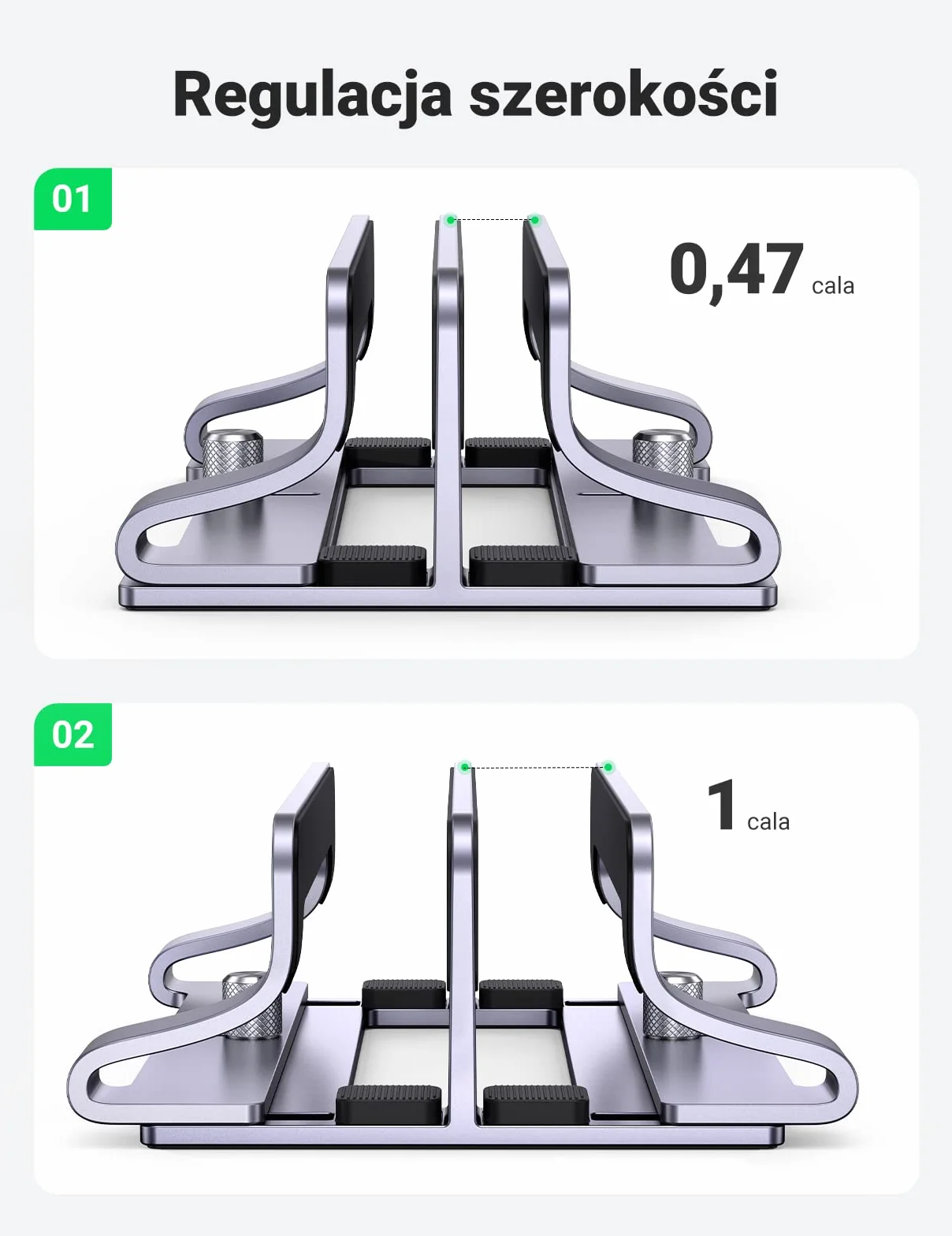 UGREEN Double Vertical Laptop Stand Aluminium Vertical MacBook Stand Space Saving Holder dla MacBook Pro/Air, iPad, Huawei, Surface, Dell, HP, Lenovo i innych.
