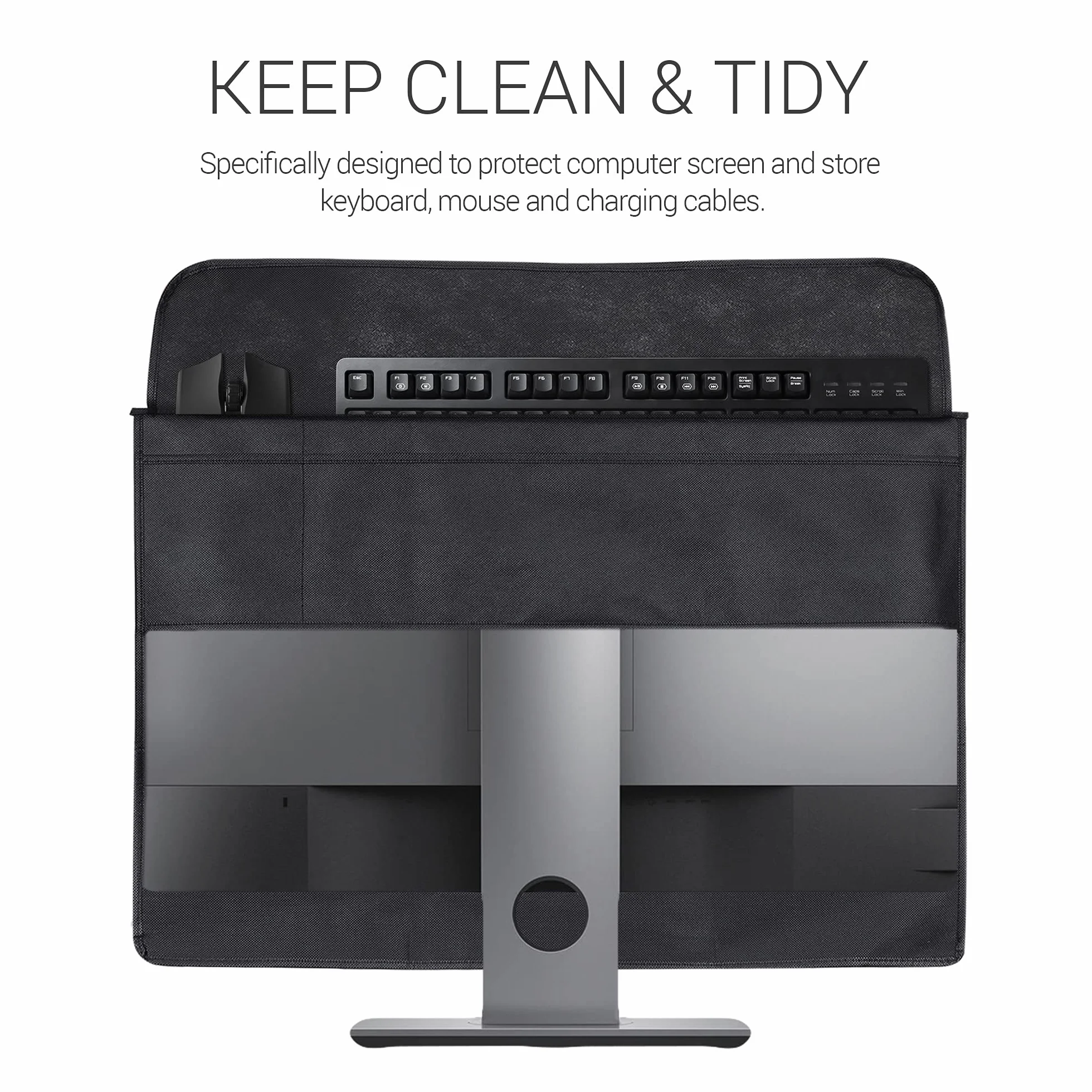 kwmobile Etui ochronne na monitor 27-28" czarne z 2 przegródkami