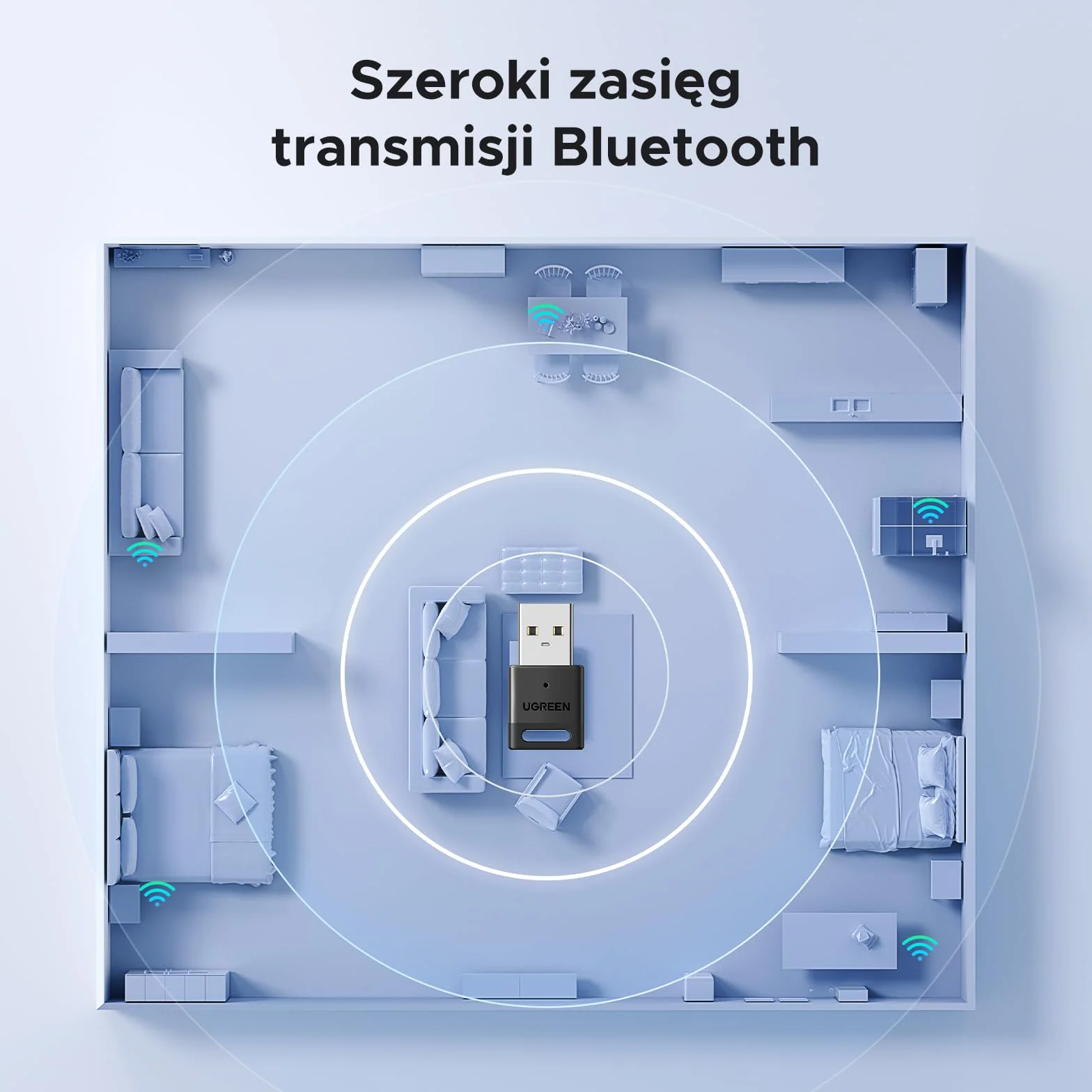 UGREEN Adapter Bluetooth 5.4 USB do Komputera, Klucz Sprzętowy dla Windows 11/10/8.1