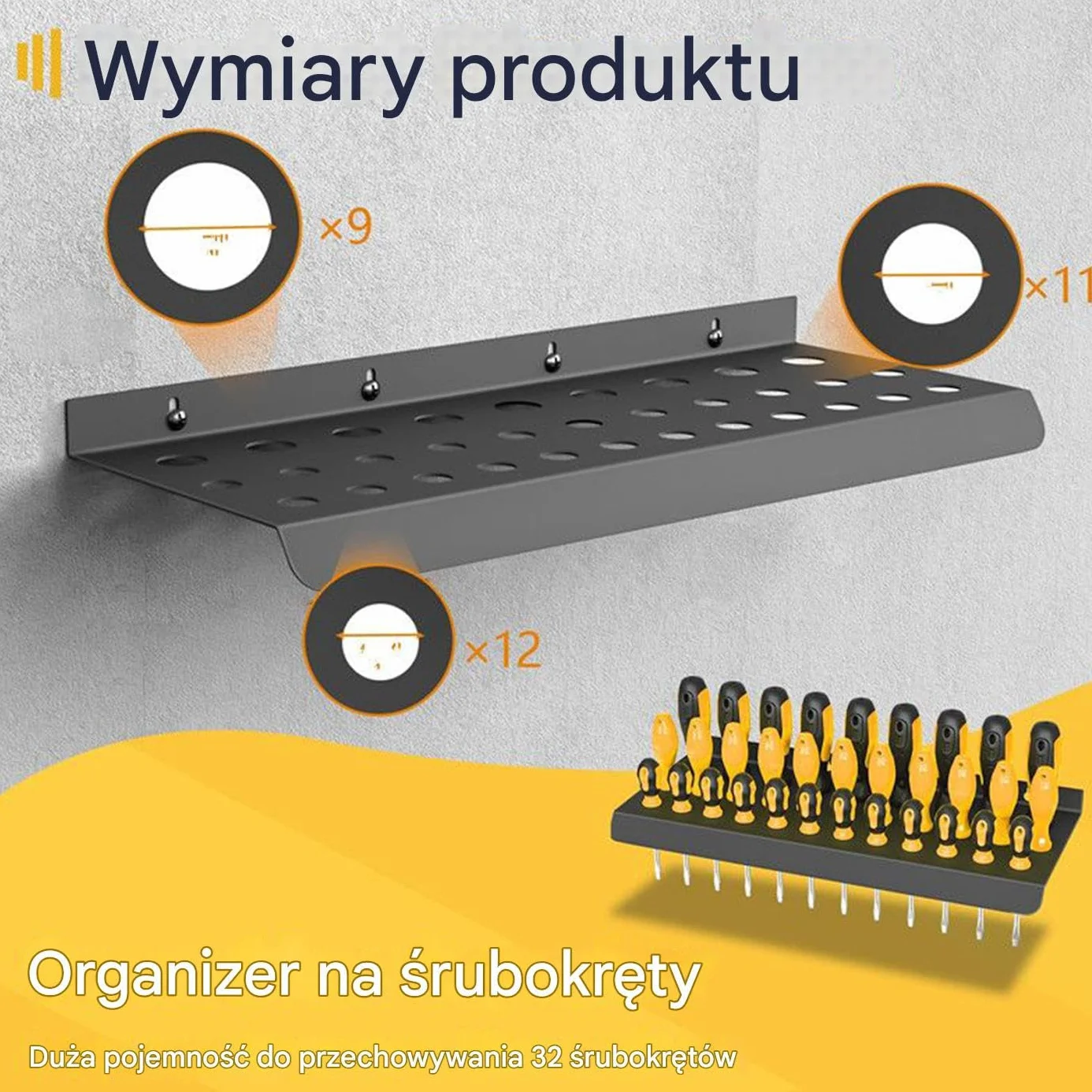 Organizer do śrubokrętów Oszczędzający miejsce organizer uchwyt narzędzi | Wytrzymały ścienny na śrubokręty Organizer na narzędzia do domu, warsztatu, garażu,