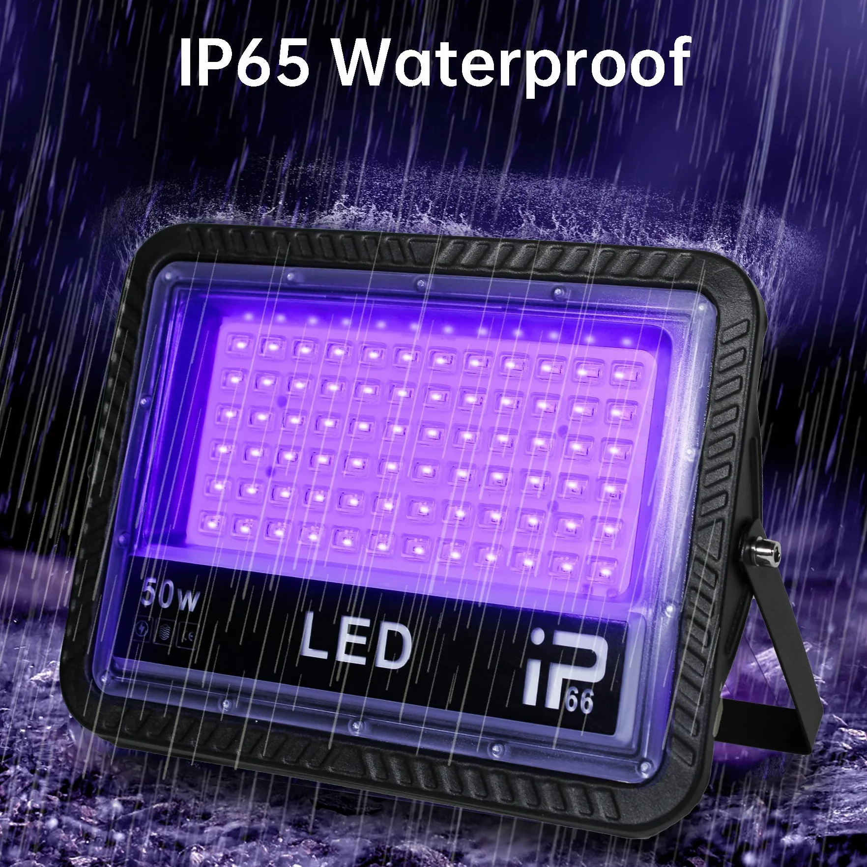 LED Black UV Light 50W, Waterproof IP66 LED Reflector 385-400 NM for Party, Halloween, Body Painting, Birthday Celebration
