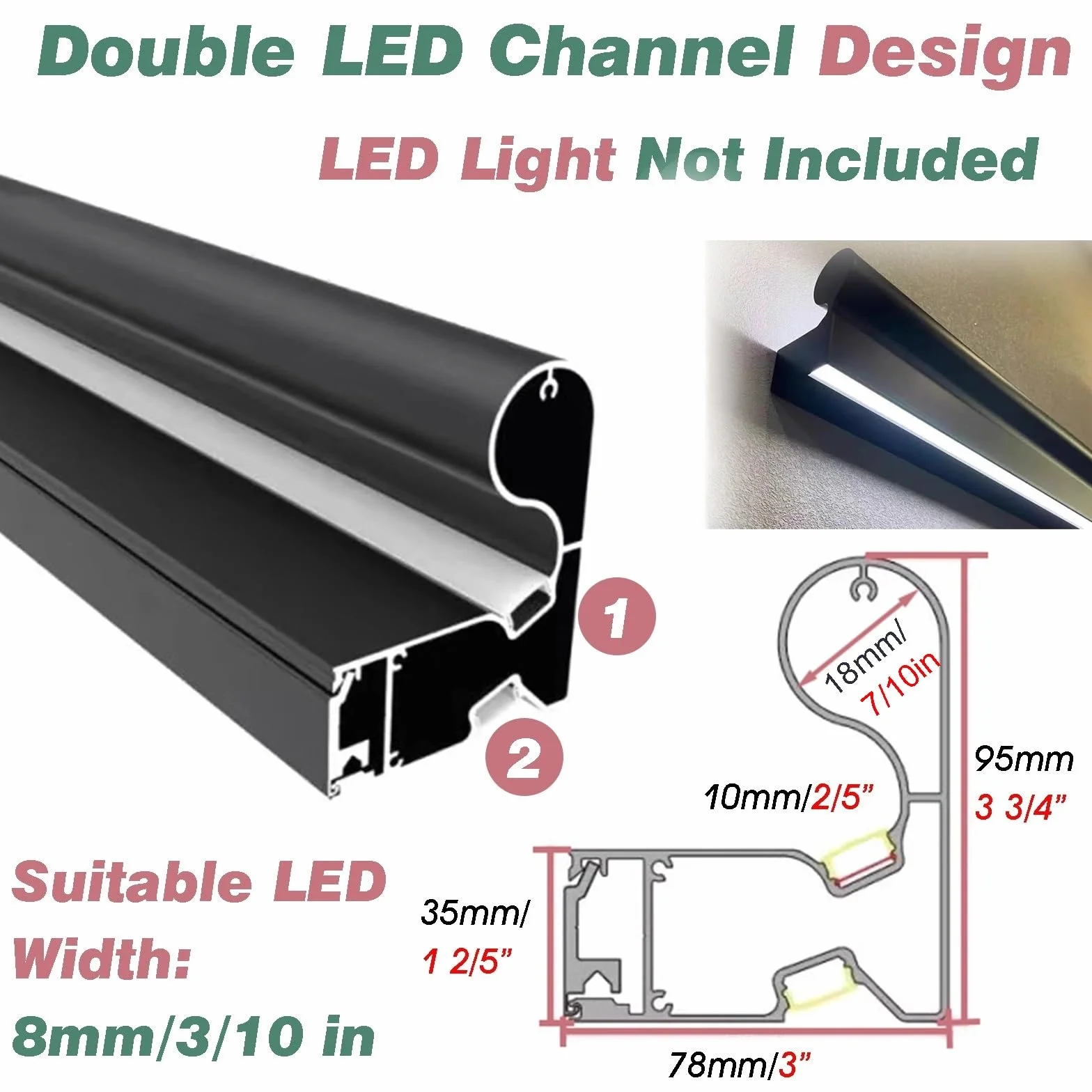Aluminiowy zestaw schodów LED, balustrada ścienna do lofitów, werandy, chodników, piwnic i żłobków - 290 cm komercyjne rozwiązanie bezpieczeństwa