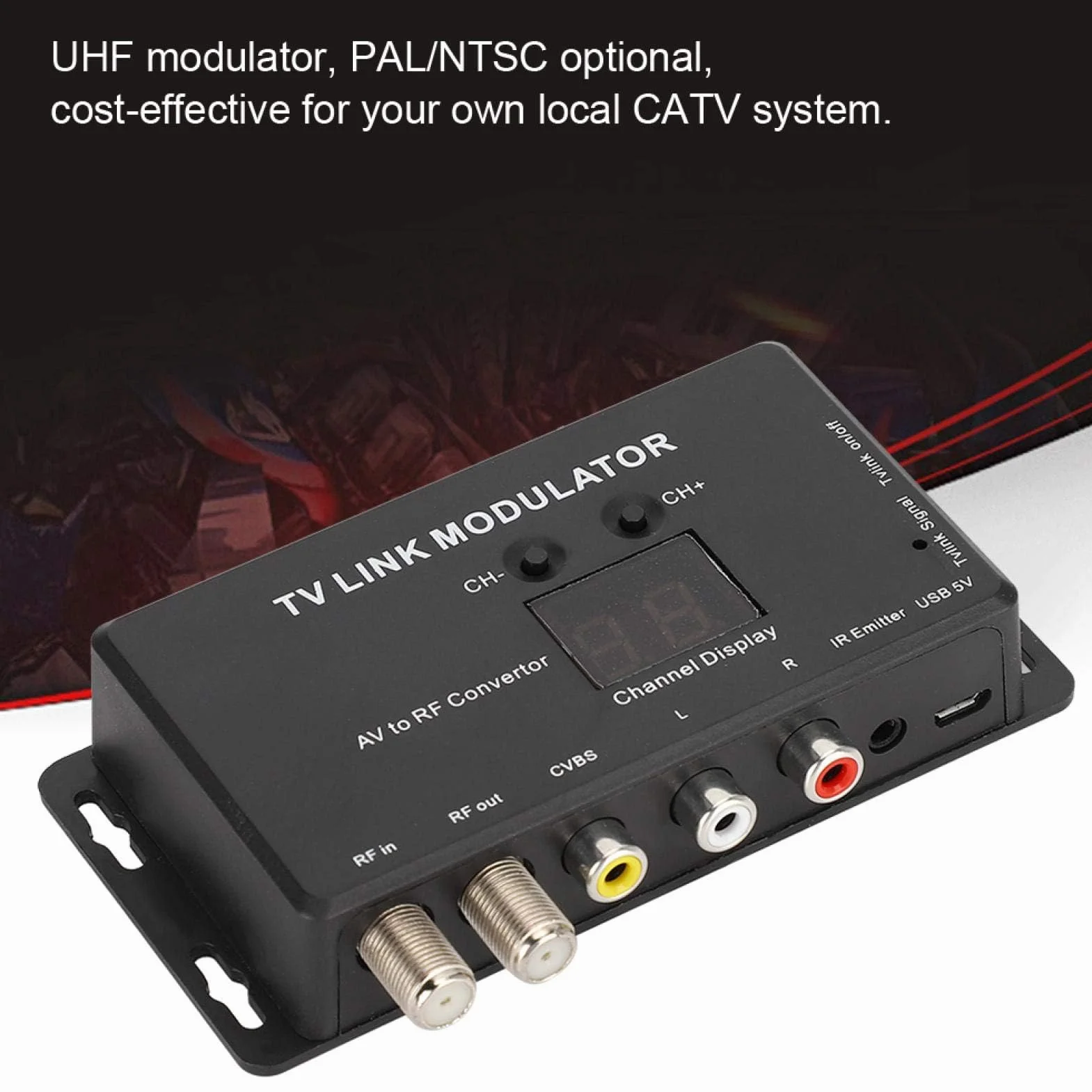 Modulator UHF TM70 TV-LINK Konwerter AV na RF Przedłużacz IR PAL/NTSC