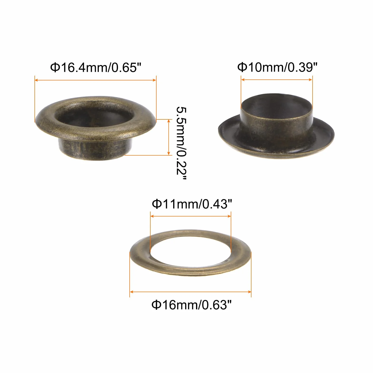 QUARKZMAN 300-częściowy zestaw oczek, metalowe oczka 10 mm, małe oczka z podkładkami do butów, ubrań, pasków, zawieszek, torby, tkaniny, skóry, projektu "zrób to sam" (brąz)