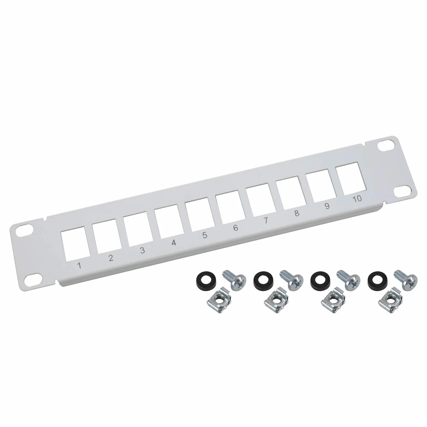 HMF UTP panel krosowy Keystone 10 cali 1 HE 10 portów RJ45 jasnoszary