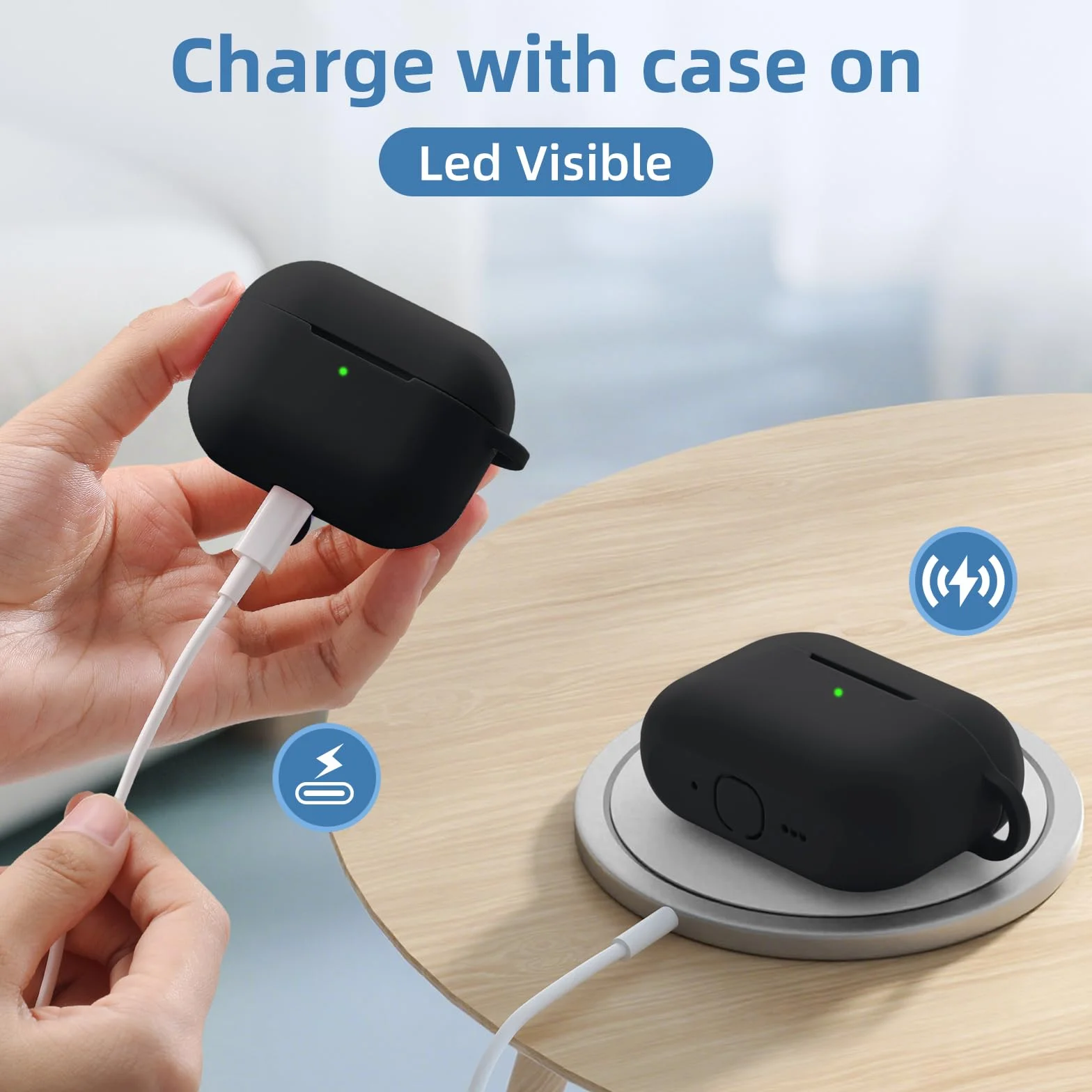 Maledan Kompatybilny z etui AirPods Pro 3 Case - Odporny na wstrząsy miękki silikonowy futerał ochronny do Apple AirPods Pro 3 Generation z zestawem do czyszczenia i karabińczykiem