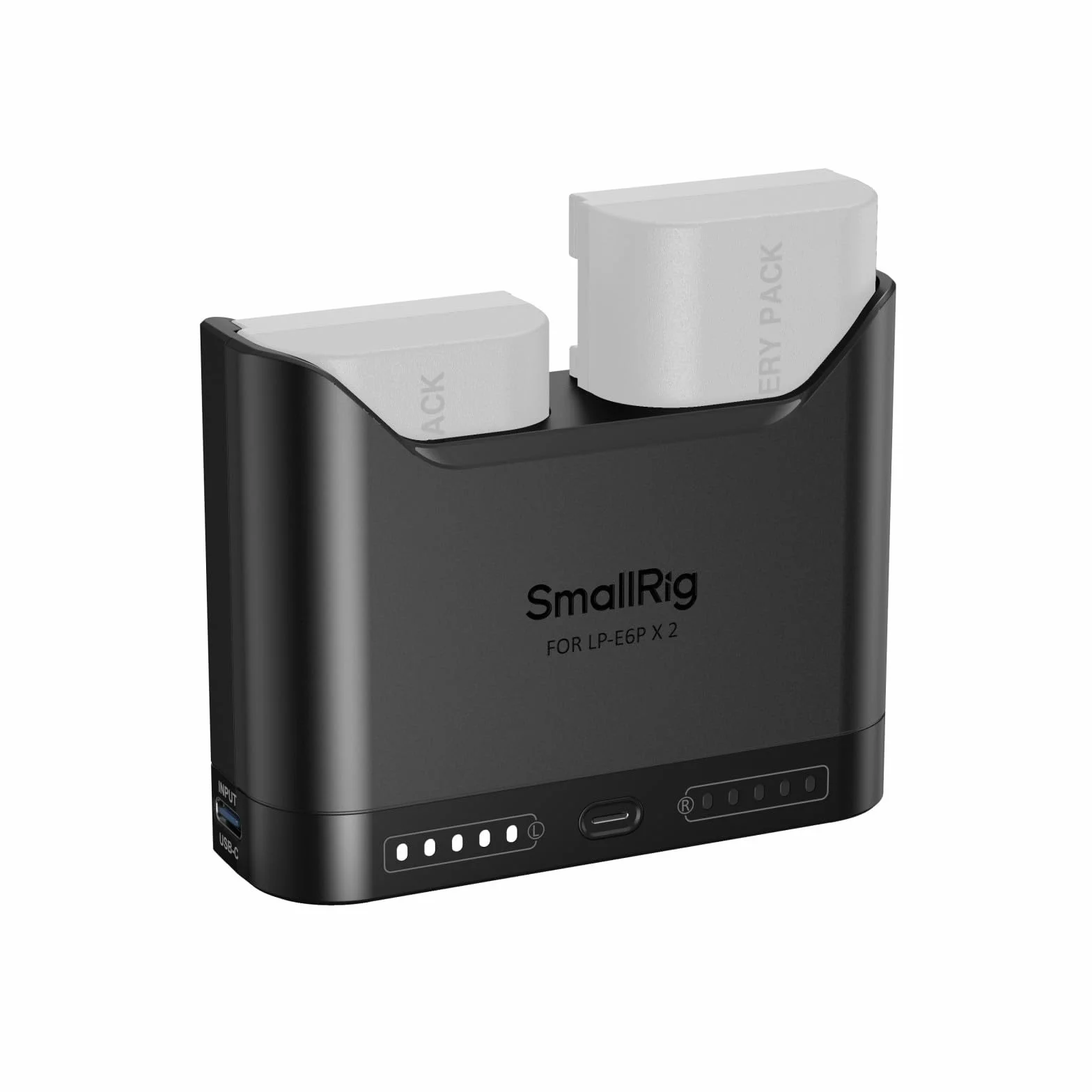 SMALLRIG Ładowarka akumulatorów LP-E6P LP-E6NH LP-E6N LP-E6 do Canon, 2-godzinna ładowarka z dwoma gniazdami i portem USB-C 22,5 W, w pełni kompatybilna z aparatami EOS R5 II, R6 II R5, R6, R7-5490
