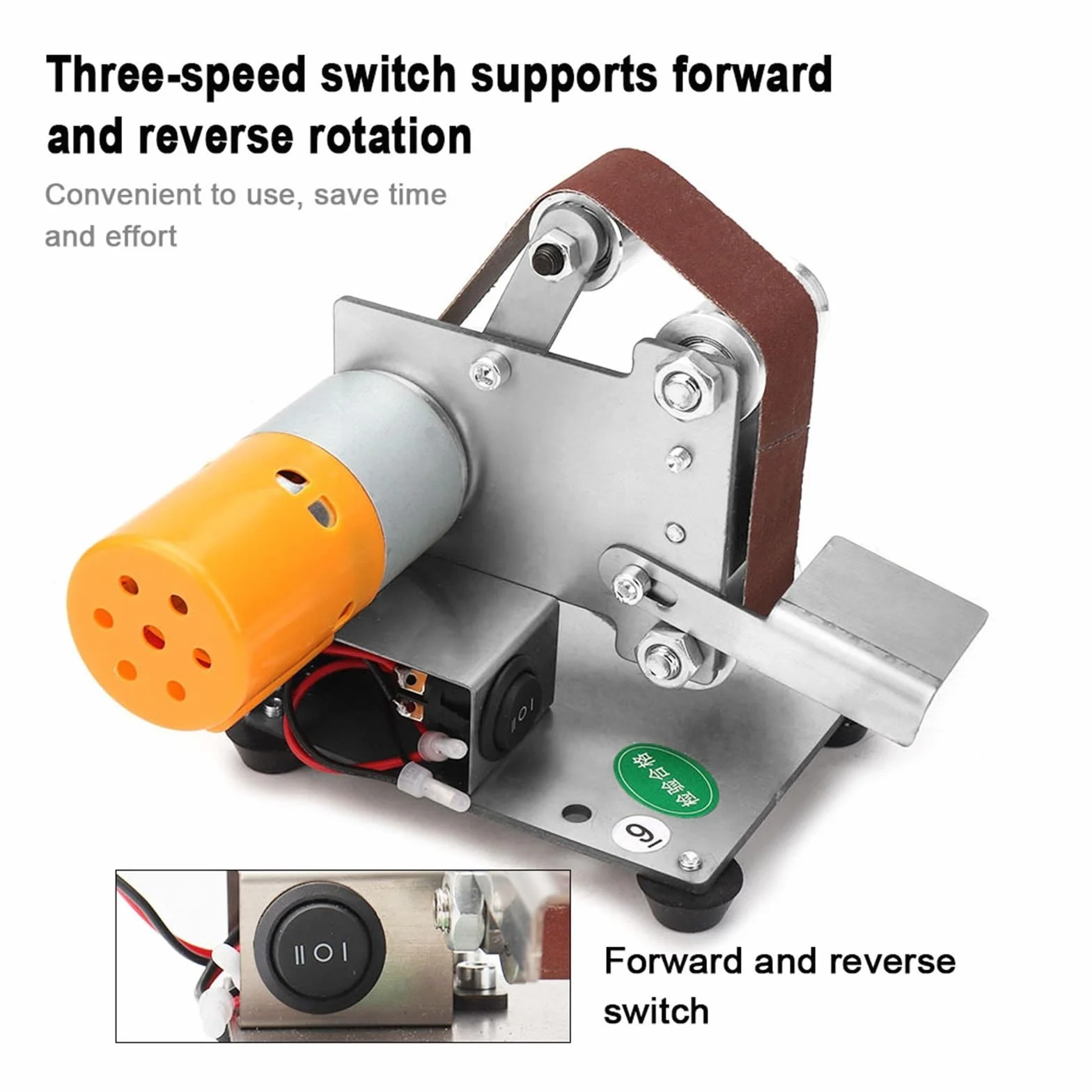 Polerka, szlifierka oscylacyjna, Wielofunkcyjna mini elektryczna szlifierka taśmowa DIY szlifierka do polerowania pasów szlifierka do polerowania krawędzi tnących do szlifowania, polerowania(Stand)