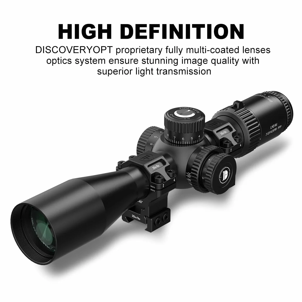 DISCOVERYOPT Luneta celownicza LHD 3-12X42 4-16x44SFIR FFP 30 mm 1/4 MOA