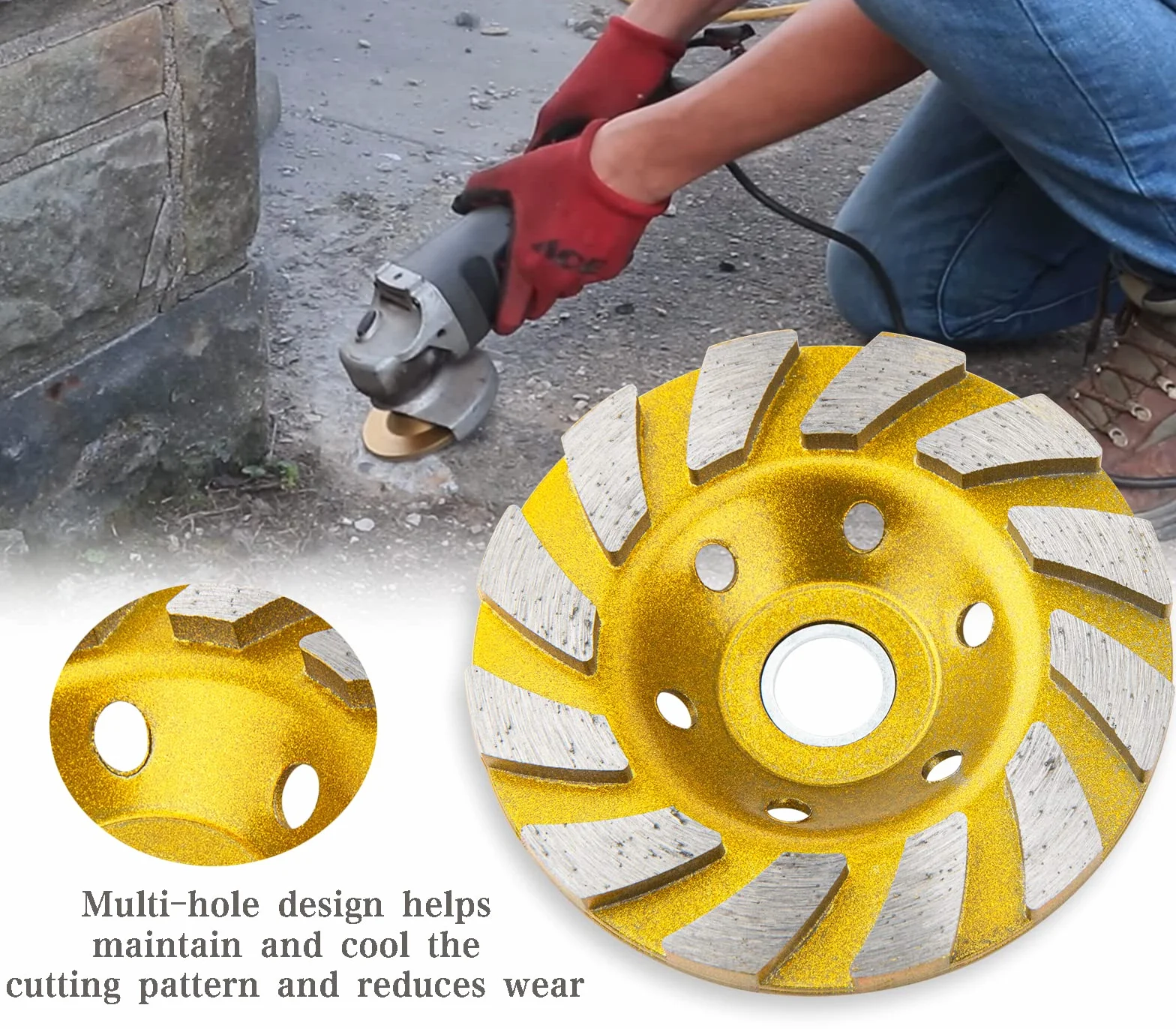 Tarcza szlifierska do betonu, 10 cm, 6 szt. betonowych turbo diamentowych kółek do szlifowania betonu granitu, marmuru, kamienia murarskiego, 12 segmentów, wytrzymałe kółka do szlifierki kątowej
