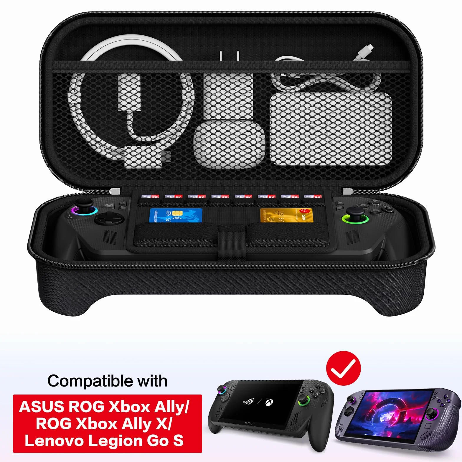ivoler Etui kompatybilne z ASUS ROG Xbox Ally/ROG Xbox Ally X (7") – Przenośne twarde etui, miejsce na 8 gier i akcesoria, odporne na uderzenia