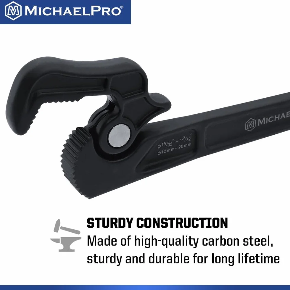 MichaelPro Samoregulujący klucz do rur, 28-calowy klucz wielofunkcyjny, regulowany klucz hydrauliczny, średnica zacisku do 28 mm, klucz regulacyjny z głowicą obrotową