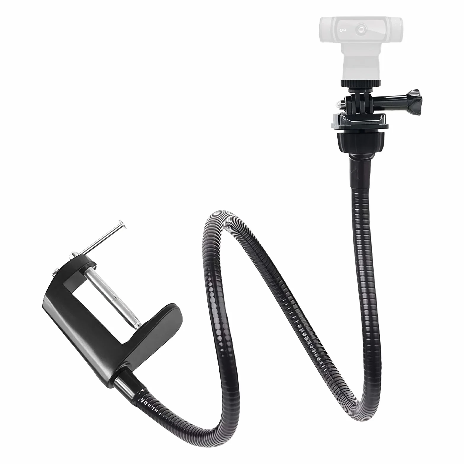 Regulowany stojak na kamerę internetową 66 cm z giętką szyją, uchwyt zaciskowy, gwint 1/4", do Logitech C920 C922x C930e C922 C930 C615 Brio