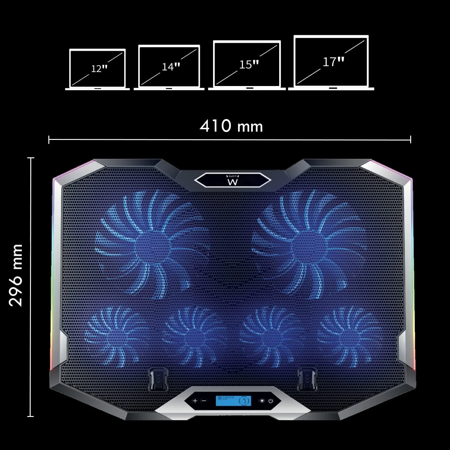 EWENT BAZA NOTEBOOK Z 6 regulowanymi i RGB WENTYLATORAMI