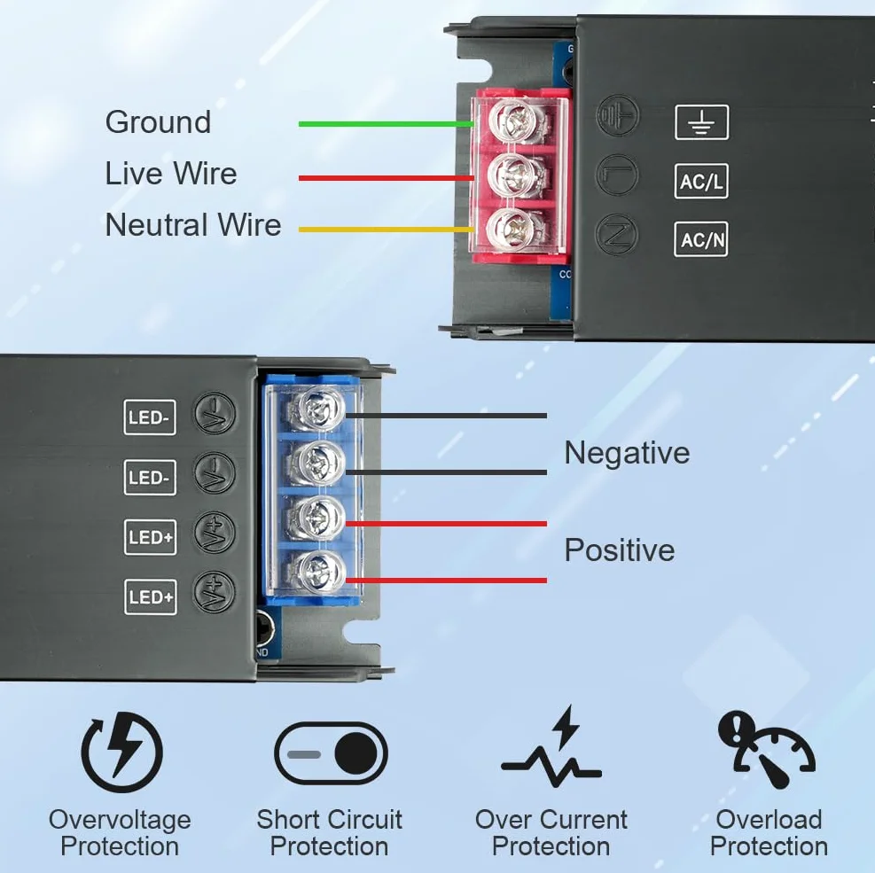 AXFEE Transformator LED 240 V, 12 V, 300 W, ultra cienki transformator, sterownik LED, konwerter przewodzący zasilanie stałym napięciem, do taśm, projektorów wciśniętych