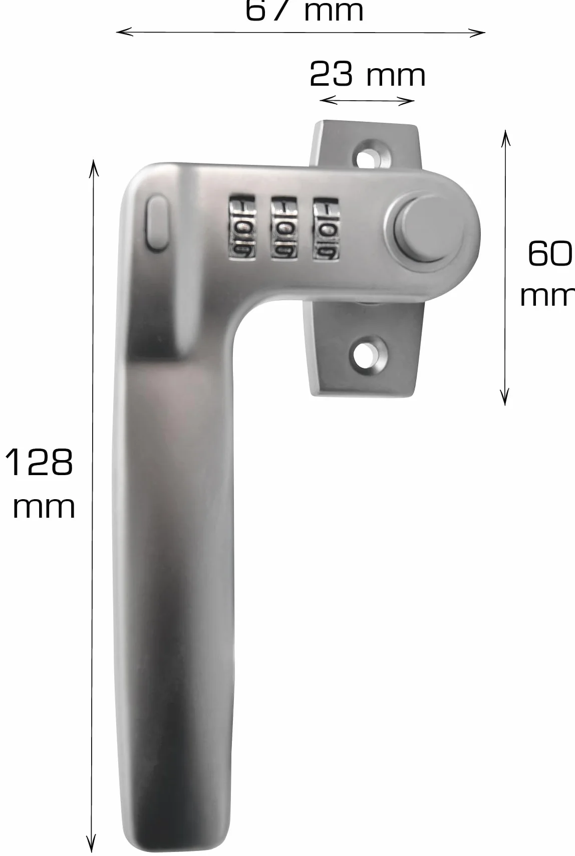 HOME IT 25200 SecuraLink-L klamka okienna z zamkiem kodowym do ogranicznika lewostronnego, srebrna