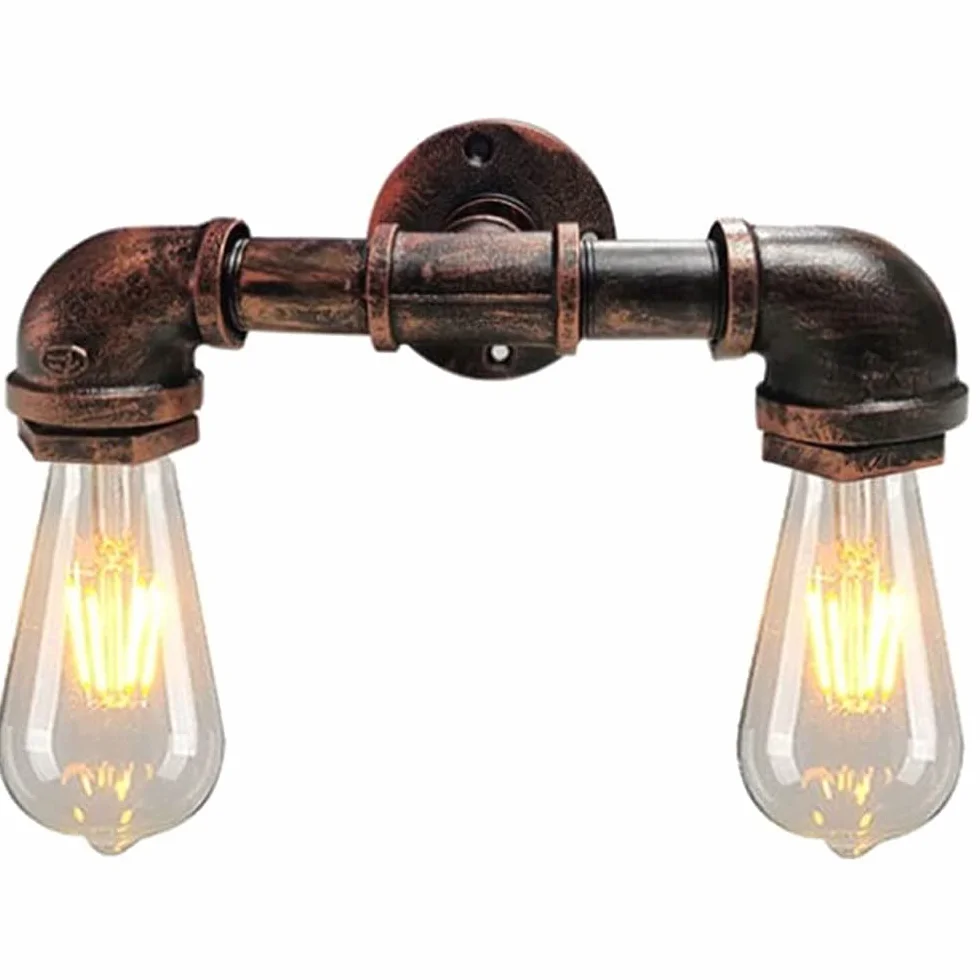 27, 2 głowice, w stylu vintage, żelazo, metalowa, lampa ścienna, lampa ścienna, wysoka przepuszczalność światła, oświetlenie wewnętrzne, do baru, kawiarni, restauracji, korytarza, korytarza
