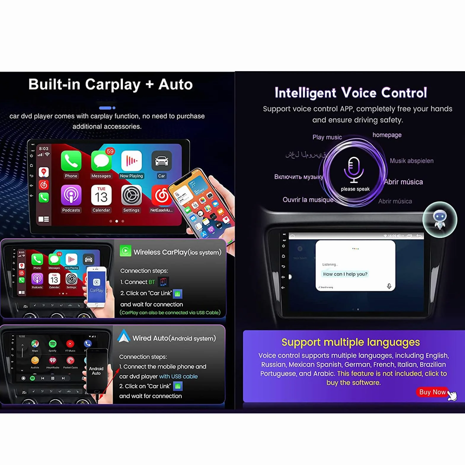 Android 11 Ekran Dotykowy Radia Samochodowego do Cadillac Escalade 2007-2012 4+64GB Octa Core GPS Nawigacja