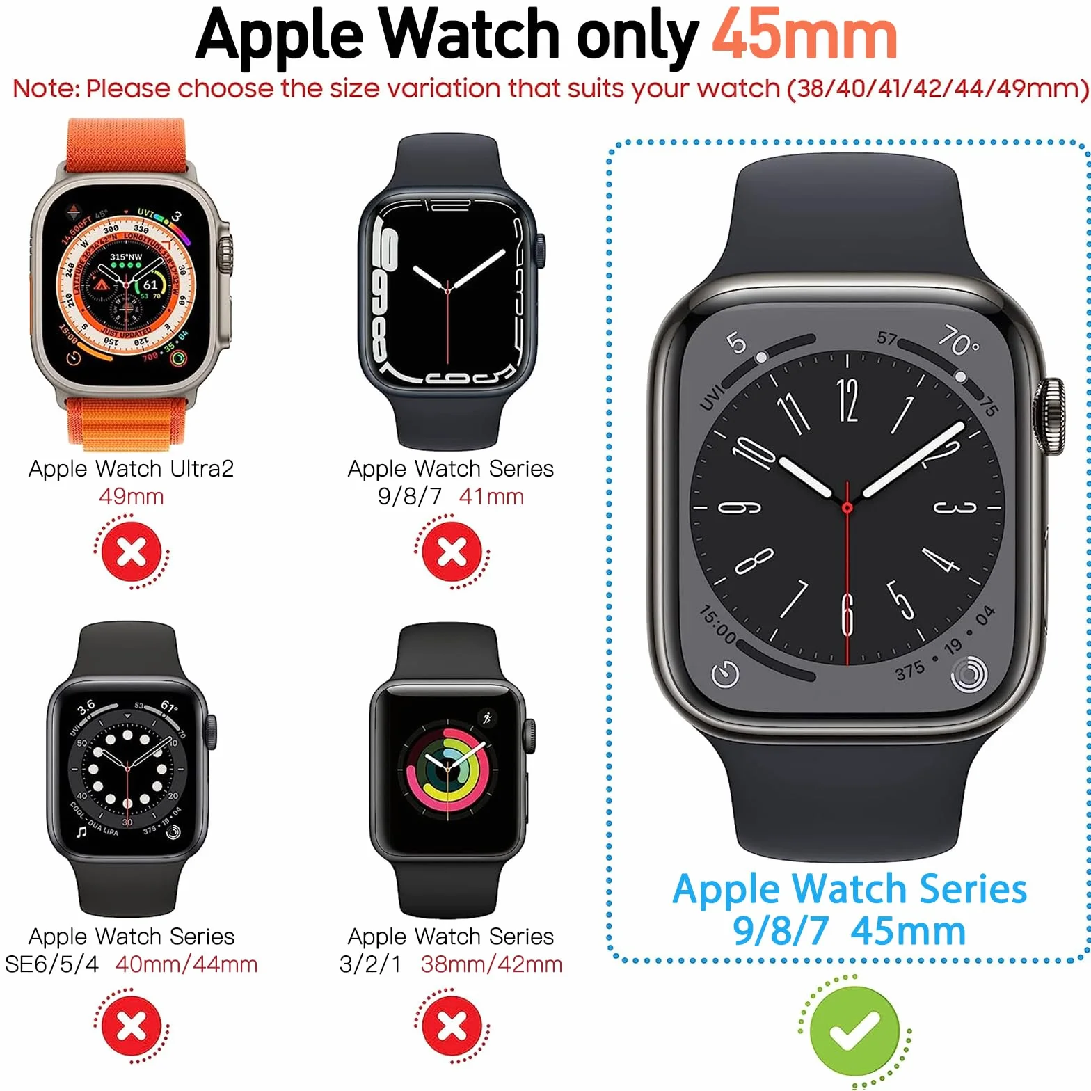 Diruite 3-Pack Prywatności Ochraniacz Ekranu do Apple Watch Series 8/7/6/5/4/SE 2/SE Etui,Twardy PC+Hartowane Szkło Antyszpieg Screen Protector do Apple Watch 45mm 44mm 41mm 40mm Ochrona Case