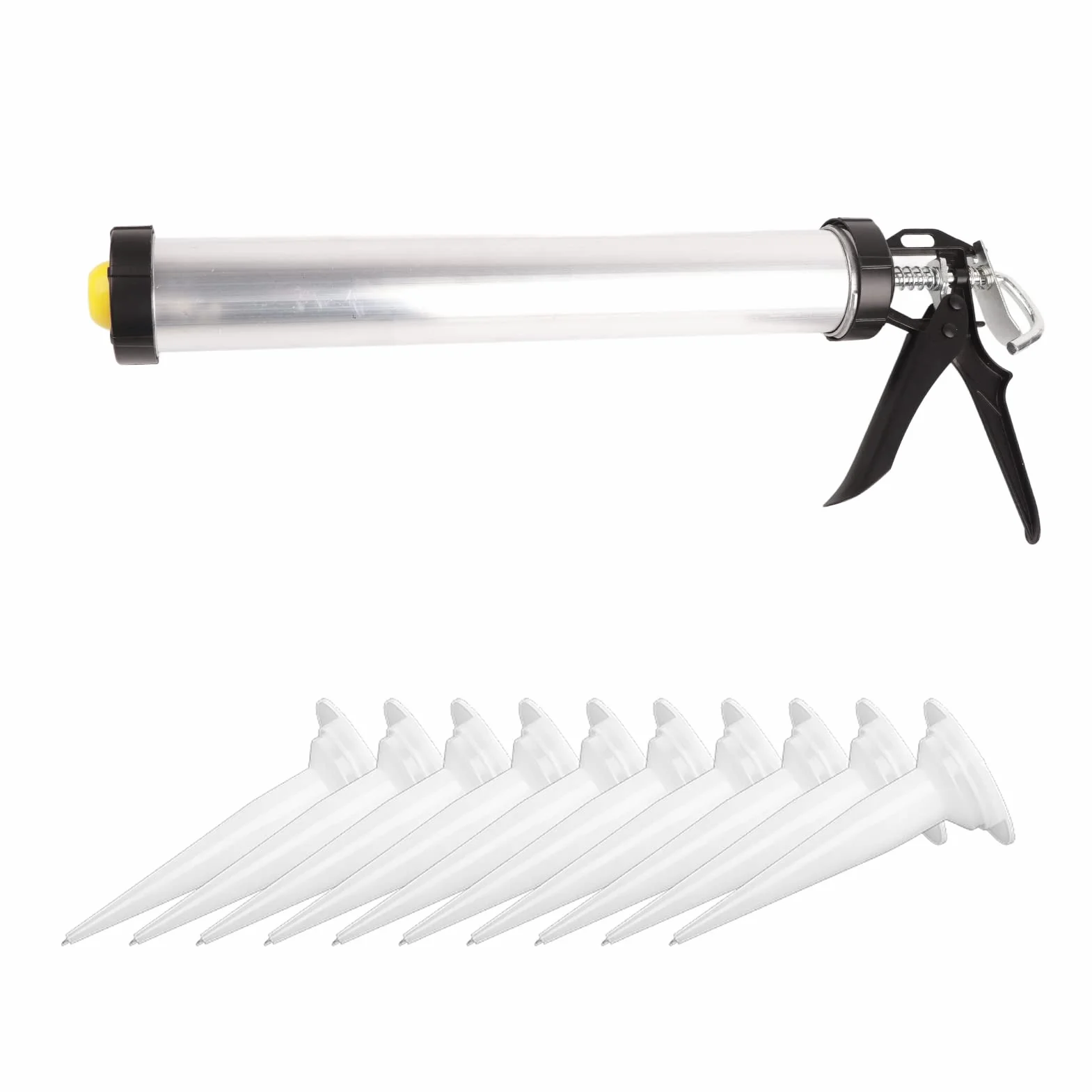 Pistolet do Uszczelniania Pistolet Pneumatyczny Narzędzia 1 szt. Rura Aluminiowa Silikonowy Pistolet do Uszczelniania 600ml Narzędzie do Uszczelniania z 10 Dyszami