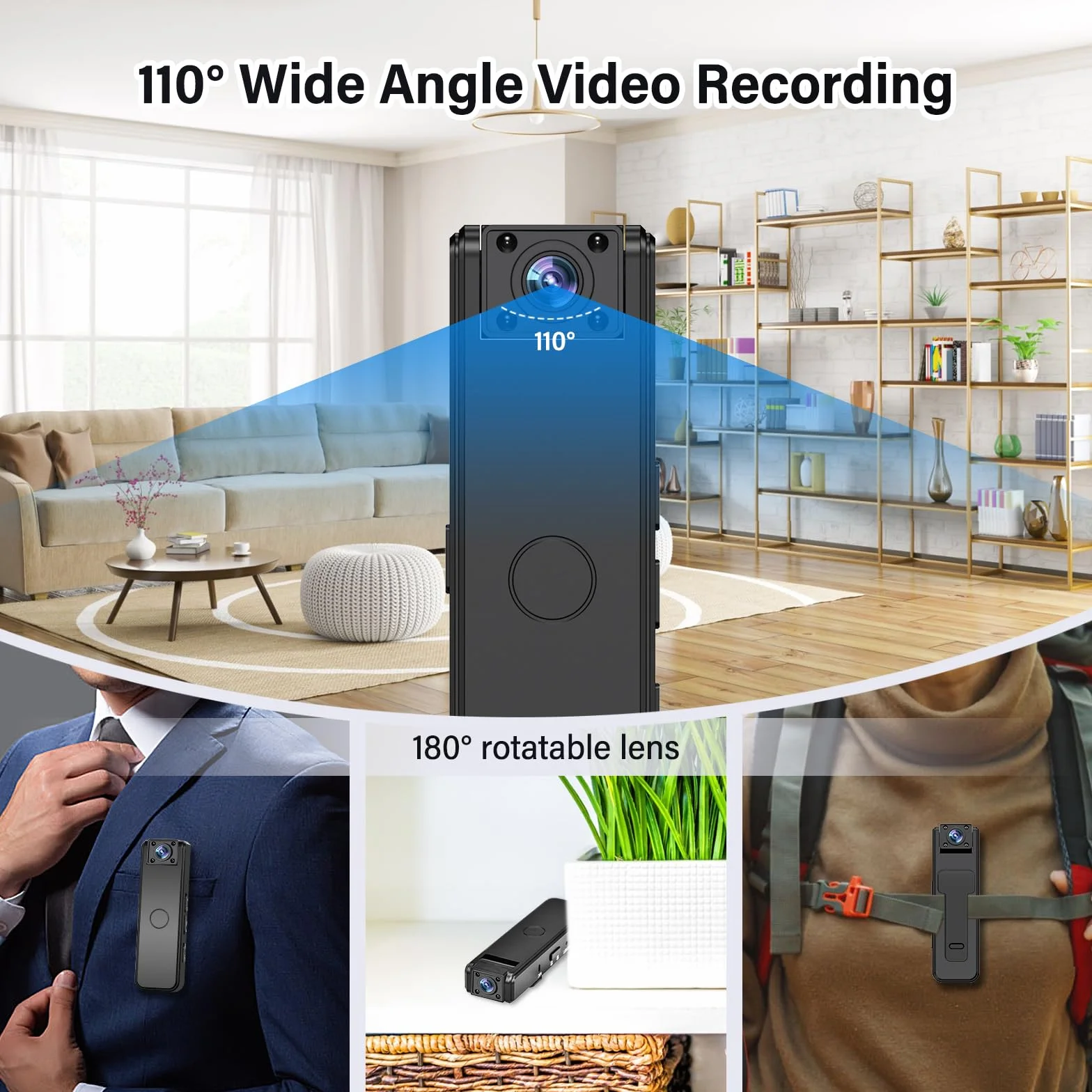 Onherm Mini kamera szpiegowska 1080P HD noktowizor regulacja obiektywu 180°