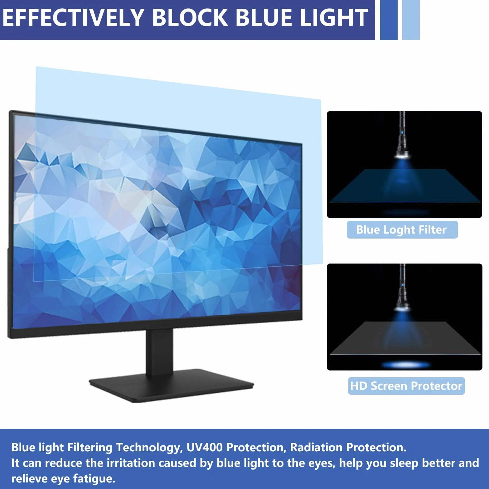 Osłona ekranu blokująca niebieskie światło 61 cm antyodblaskowa filtr do monitora 71.1