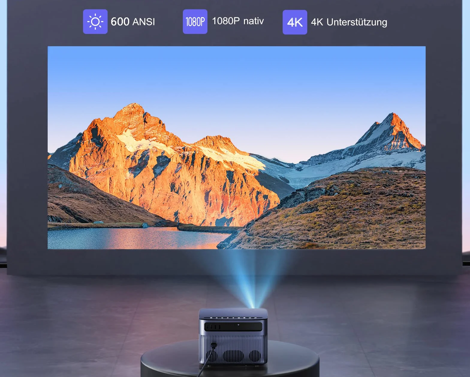 Projektor 30 000 lumenów, automatyczna korekcja ostrości/trapezu, WiFi, Bluetooth, Full HD 1080P, kino domowe, obsługa 4K, projektor telefonu komórkowego