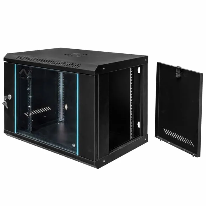 Szafa Rack 19" 6U wisząca 60x40x30 cm nośność 30 kg drzwi z hartowanym szkłem czarna