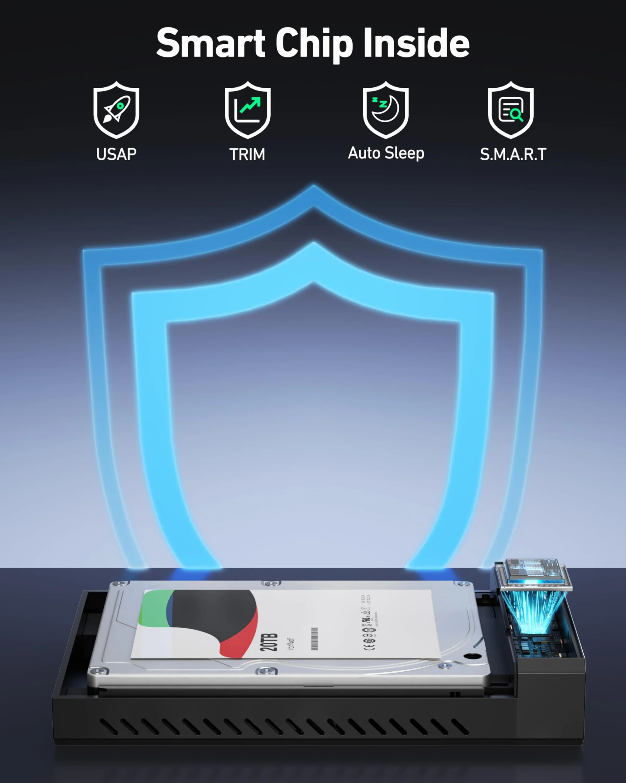 BENFEI Obudowa HDD/SSD SATA 3,5/2,5 cala, konstrukcja bez narzędzi, obsługuje dyski twarde 20 TB i UASP