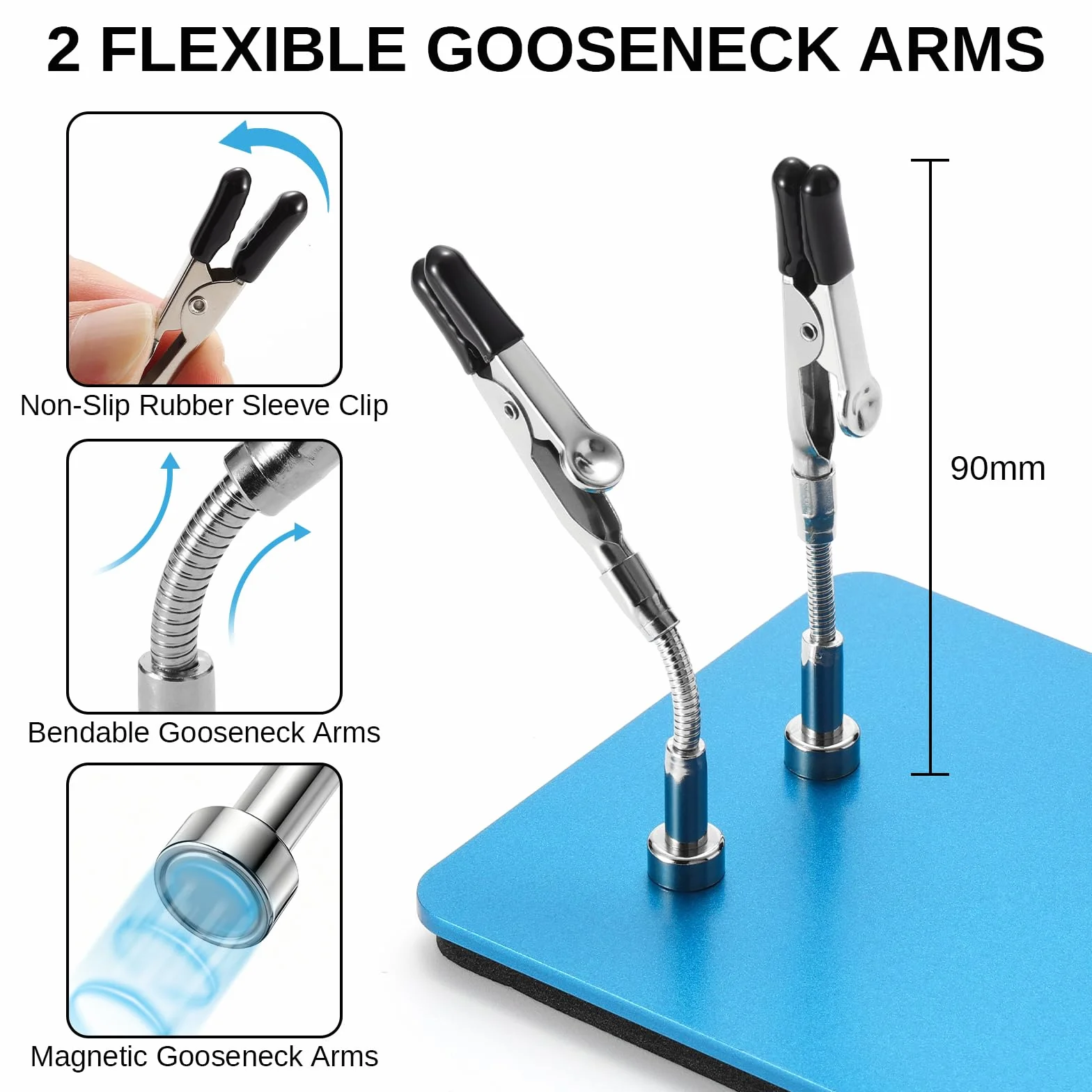 SainSmart Soldering Helping Hands 360° Regulowane ramiona magnetyczne, Mini stacja lutownicza, Magnetyczne ramiona pomocnicze, Bezpieczny chwyt, 2 regulowane ramiona