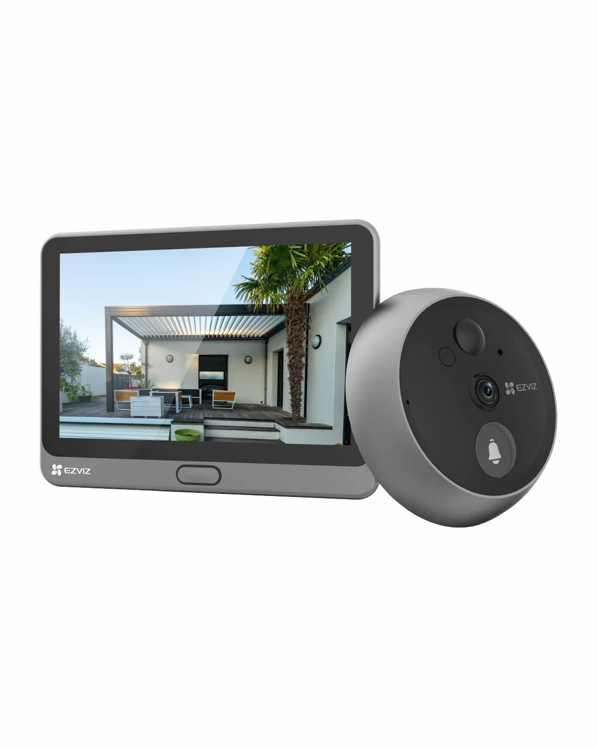 EZVIZ CP4 dzwonek do drzwi WLAN o szerokim kącie widzenia 166° z czujnikiem PIR, z kamerą 2 Mpx z ekranem 4,3 cala, akumulator 4600 mAh, rozpoznawanie osób, dwukierunkowe połączenia wideo