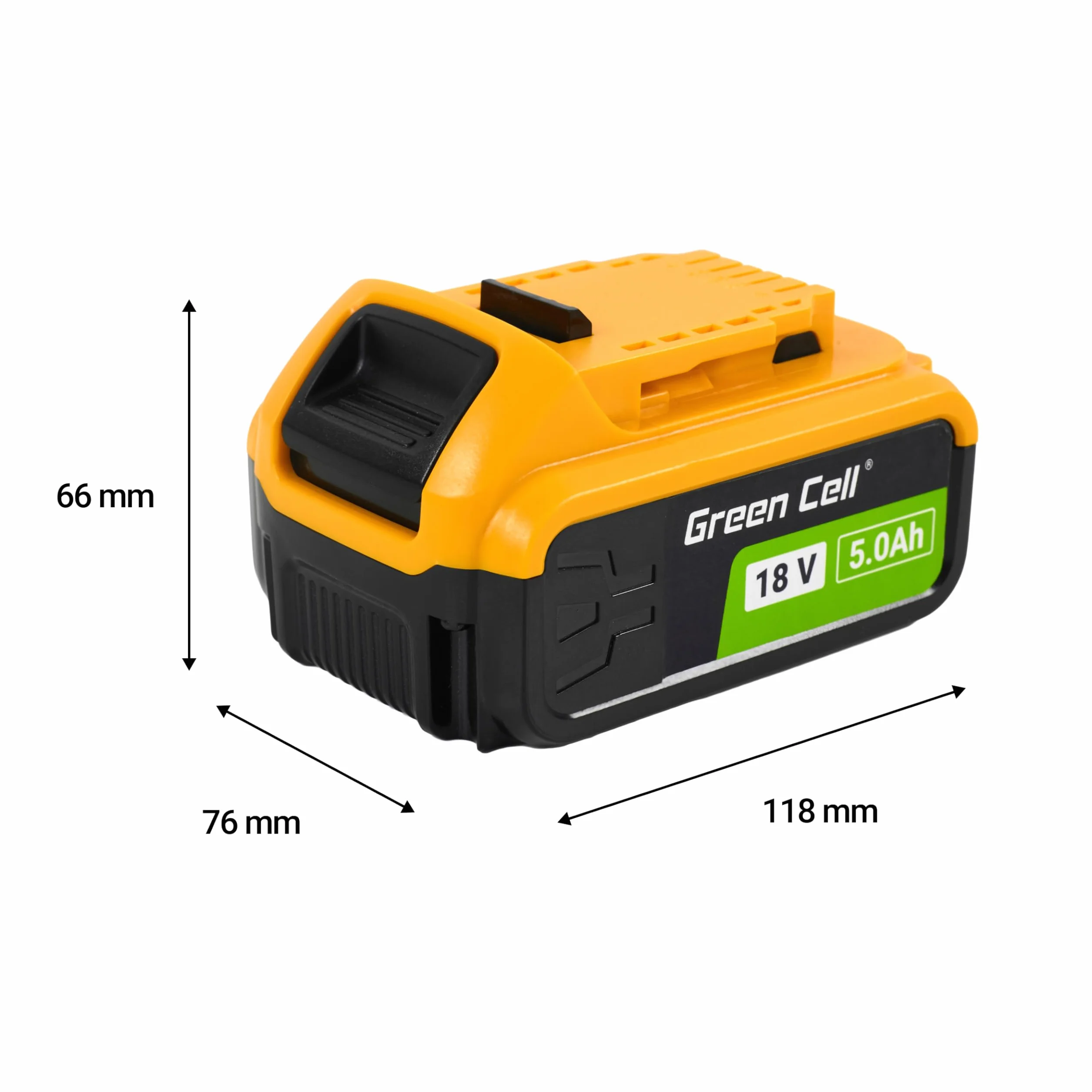 Green Cell (5 Ah 18 V Li-Ion) akumulator 5000 mAh zapasowy akumulator do DeWalt XR 18 V DCB184 DCB182 DCB200 DCB201 DCB180 DCB181 ze wskaźnikiem naładowania baterii, bez efektu pamięci