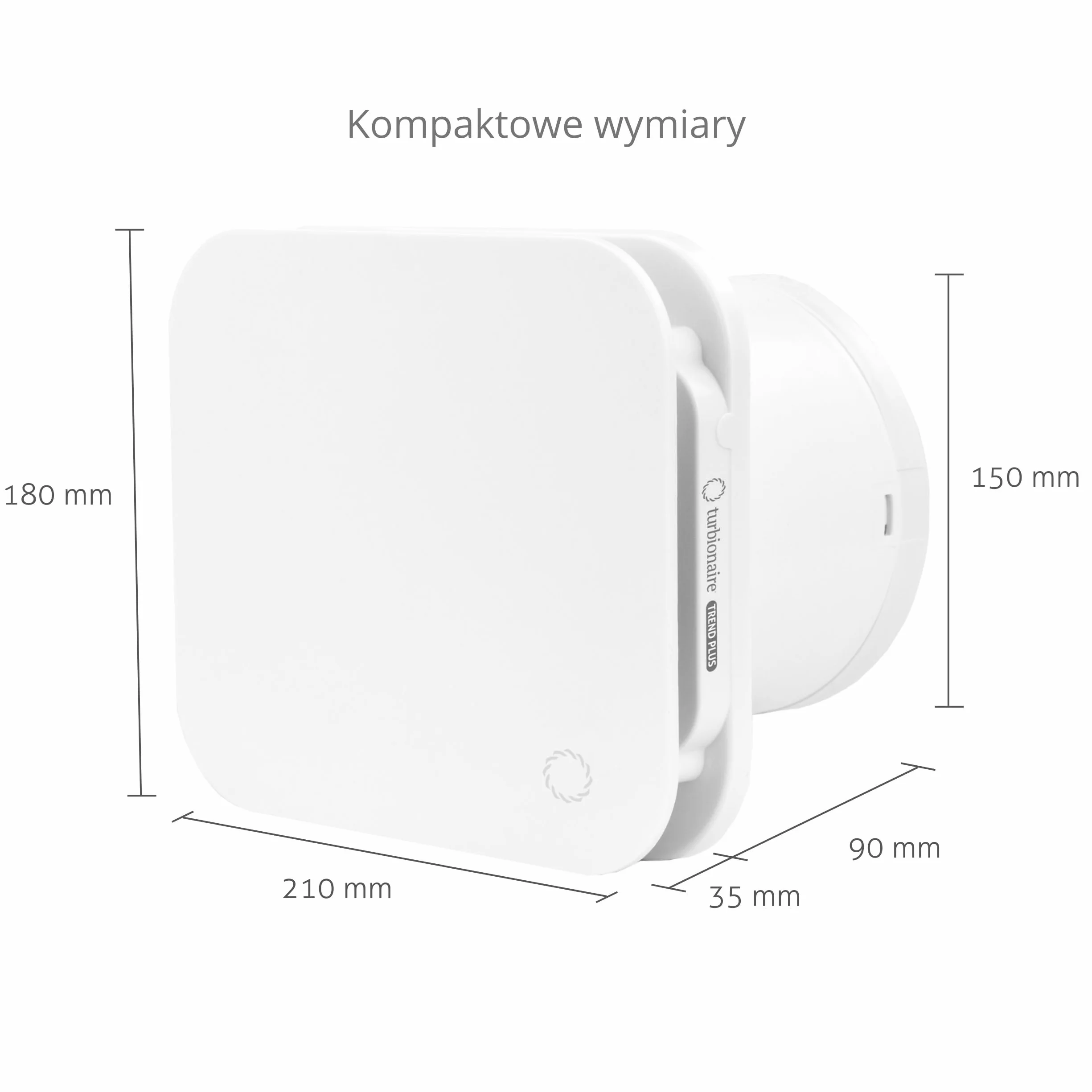 Turbionaire Trend Plus 150 Wm – Wentylator Łazienkowy I Kuchenny, Pilot, 7 Prędkości + Boost, Silnik Dc, Timer, Cichy, Zawór Zwrotny, Ø150 Mm, Gwarancja 3 Lata.