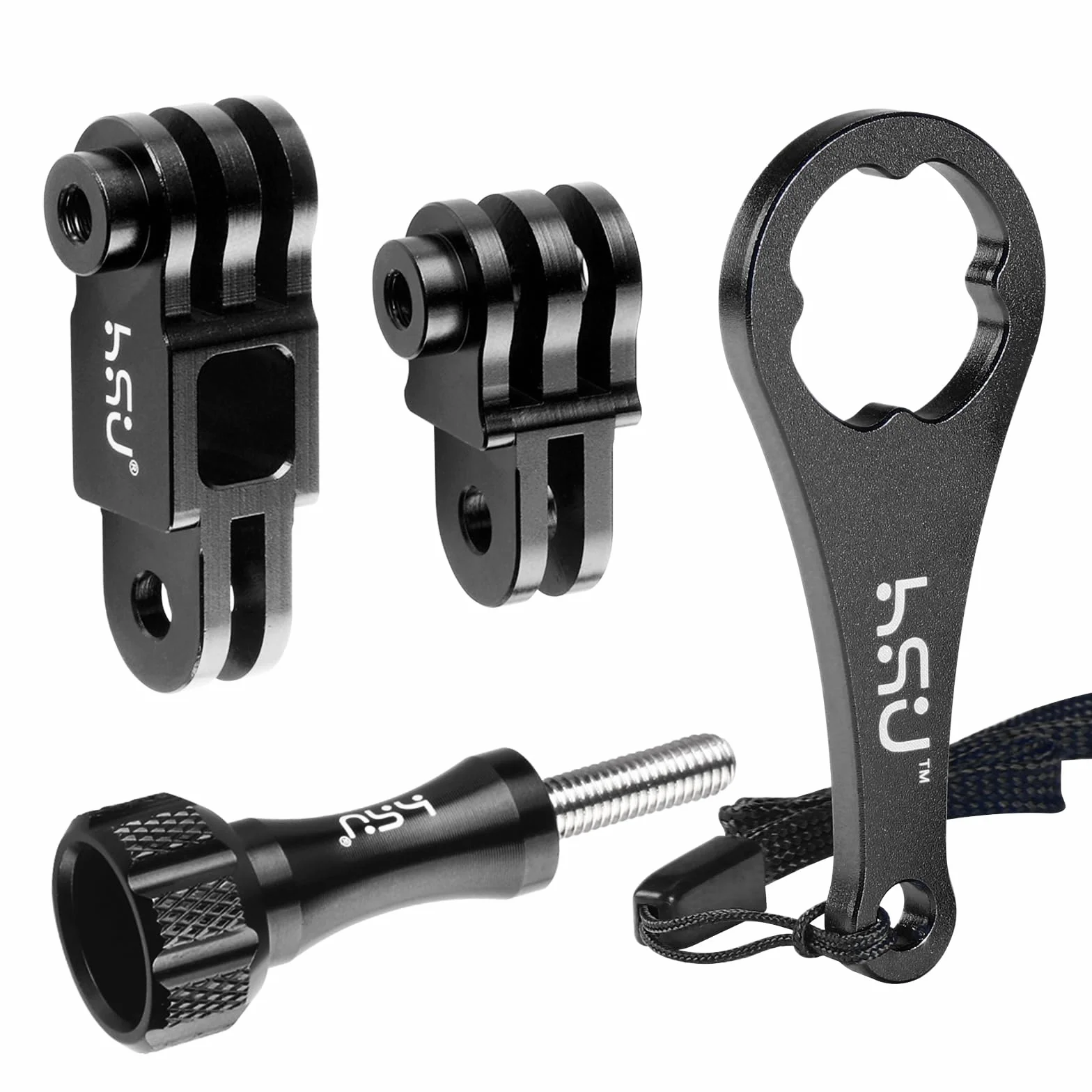 HSU Uchwyt na ramię przedłużające ze stopu aluminium do GoPro, ten sam kierunek, proste przeguby do Hero 12/11/10/9/8/7/6/5 i innych kamer sportowych (czarny)
