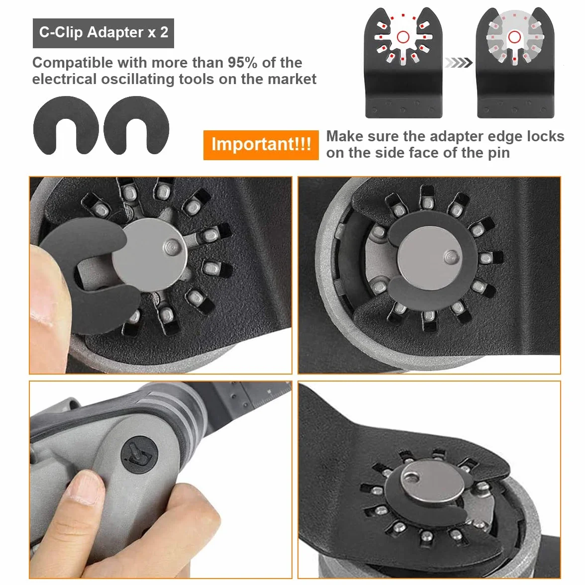 Flintronic 12 szt. brzeszczoty do pił oscylacyjnych z 2 adapterami C-Clip, drewno / metal / tworzywo sztuczne oscylacyjne wielofunkcyjne brzeszczoty do szybkiego zwalniania, ostrza do drewna