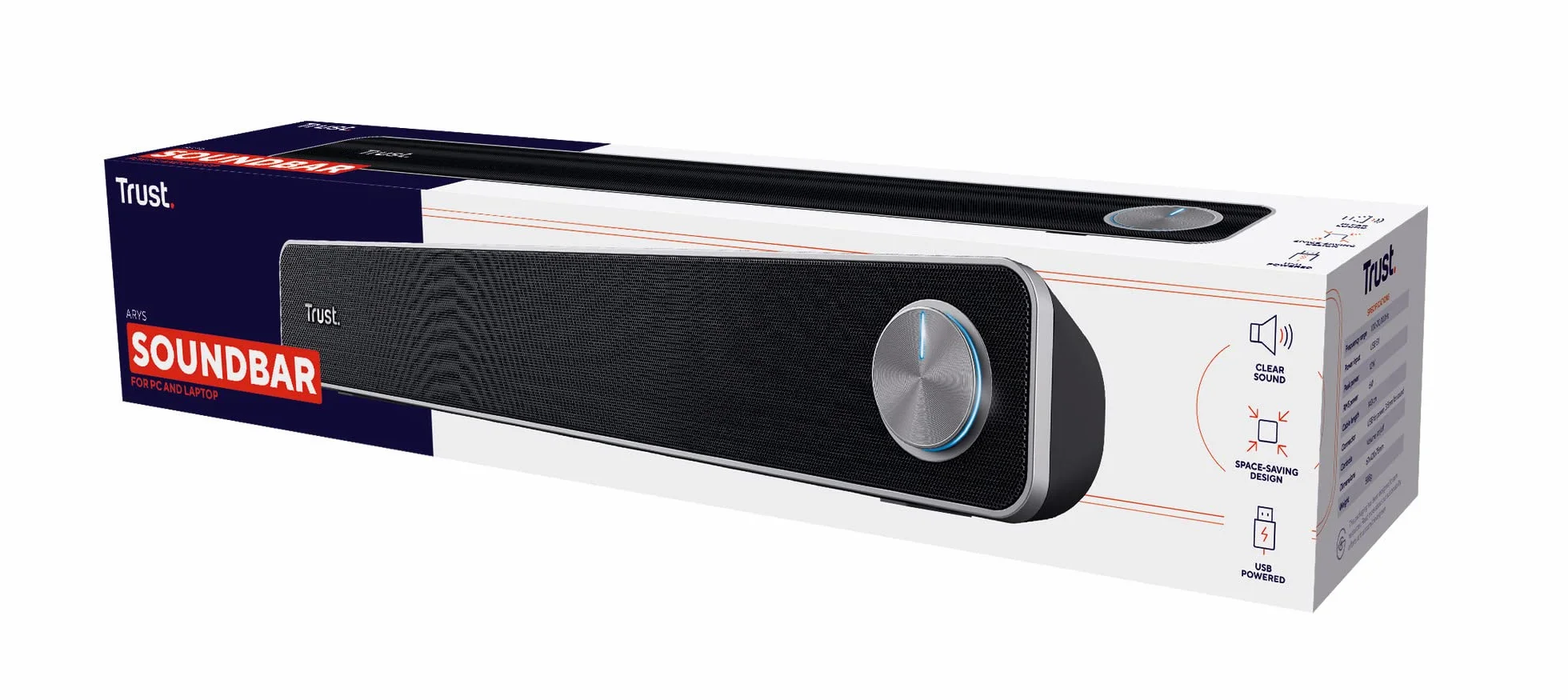 Trust Arys 22946 Soundbar Komputerowy, 12 W, Czarny