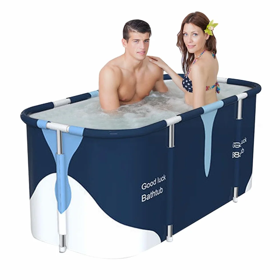 Bardzo duża przenośna składana wanna do kąpieli z metalową ramą, do łazienki dla dorosłych, składana wanna SPA do kabiny prysznicowej, oddzielna rodzinna łazienka, wanna SPA do kąpieli z gorącym lodem