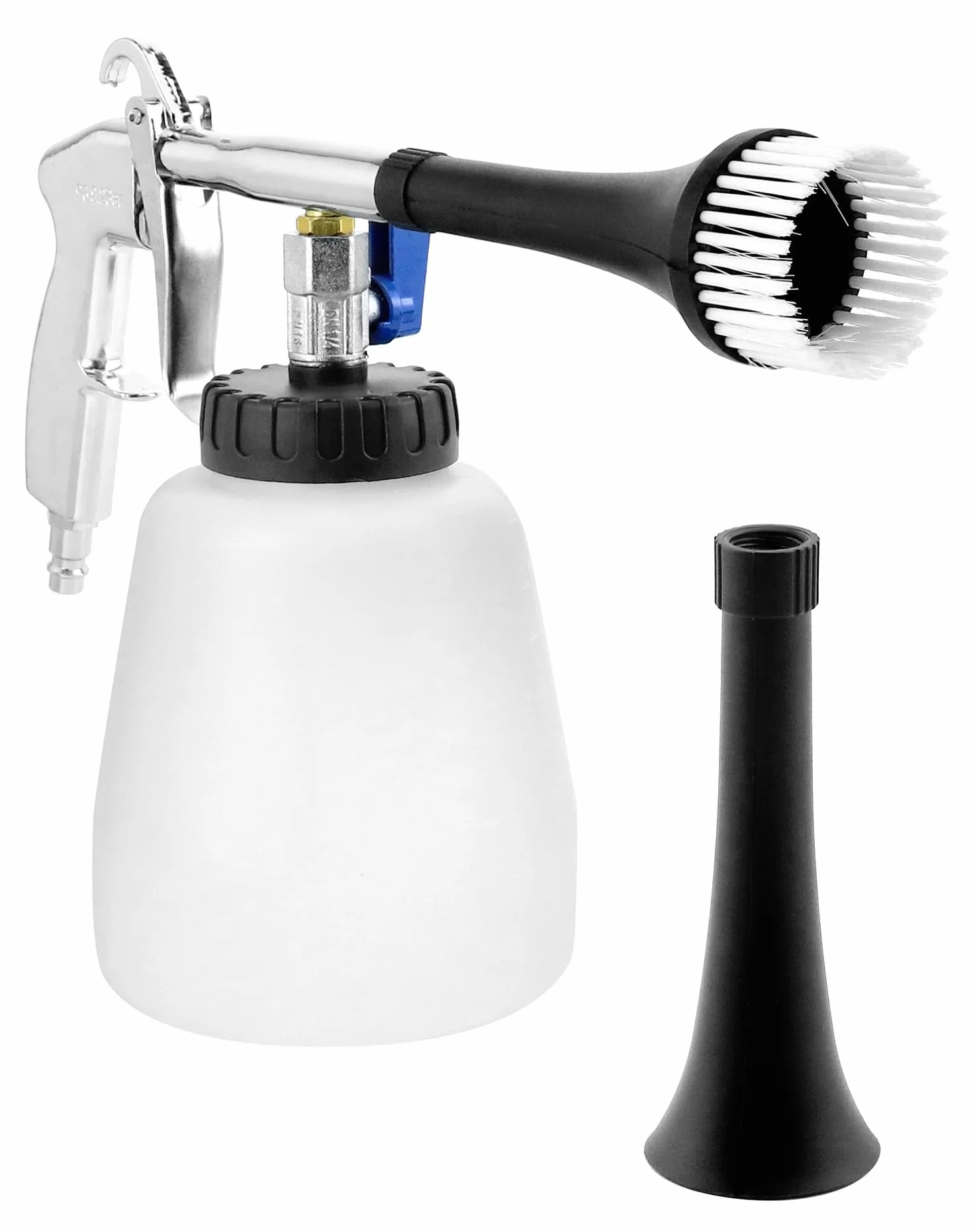 QWORK® Pistolet do czyszczenia, 6.5-9.2Bar, pistolet do czyszczenia na sprężone powietrze z butelką z pianką i szczotką, do wnętrz samochodów