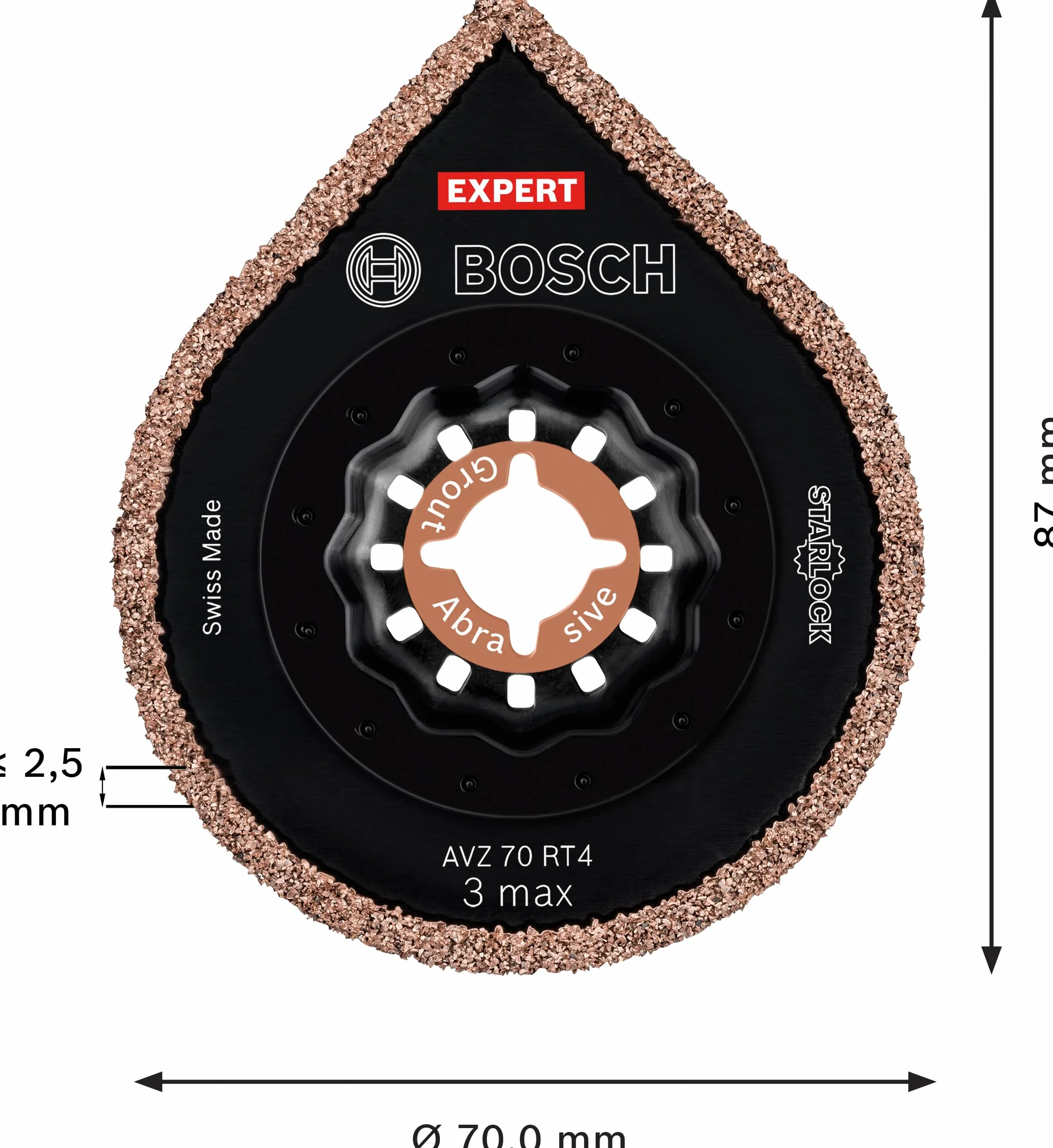 Bosch Professional 1x Płyty do spoin EXPERT 3 max AVZ 70 RT4 (do Moździerz, Moździerz, Ø 70 mm, Akcesoria Narzędzie wielofunkcyjne)