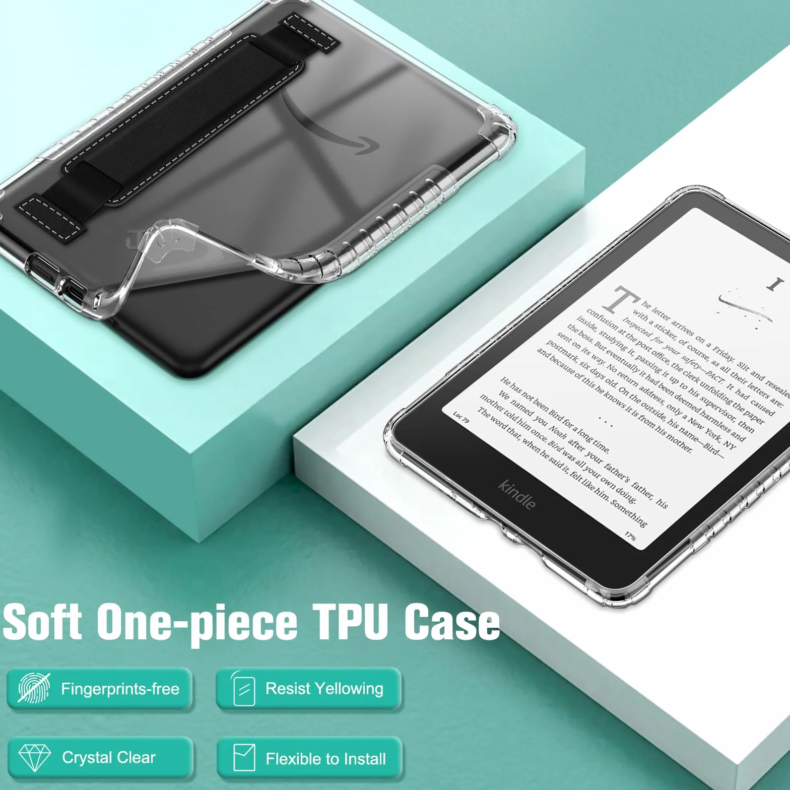 Fintie etui Kompatybilny z Kindle Paperwhite 12 generacji 2024 Kindle Colorsoft Signature Edition przezroczyste TPU odporne na uderzenia i zarysowania