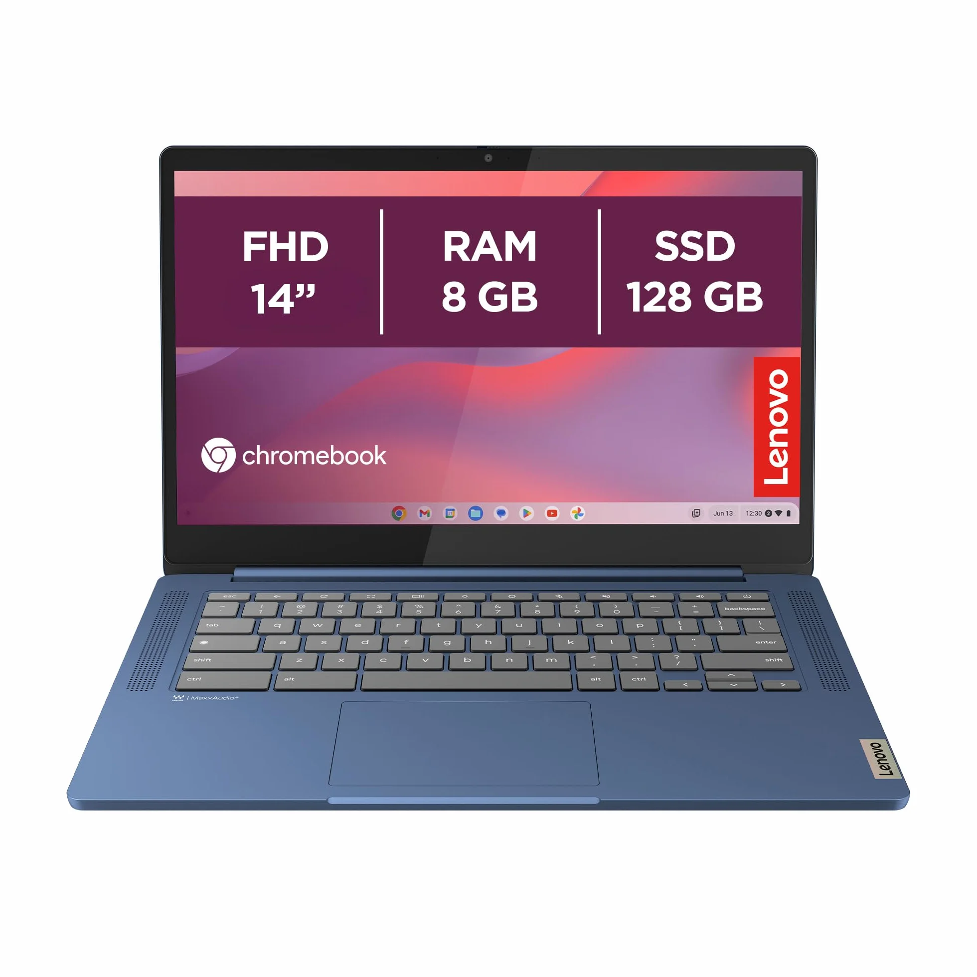 Lenovo IdeaPad Slim 3 Chromebook 14" FHD MediaTek Kompanio 520 8 GB RAM 128 GB eMMC ChromeOS WiFi 6 Abyss Blue